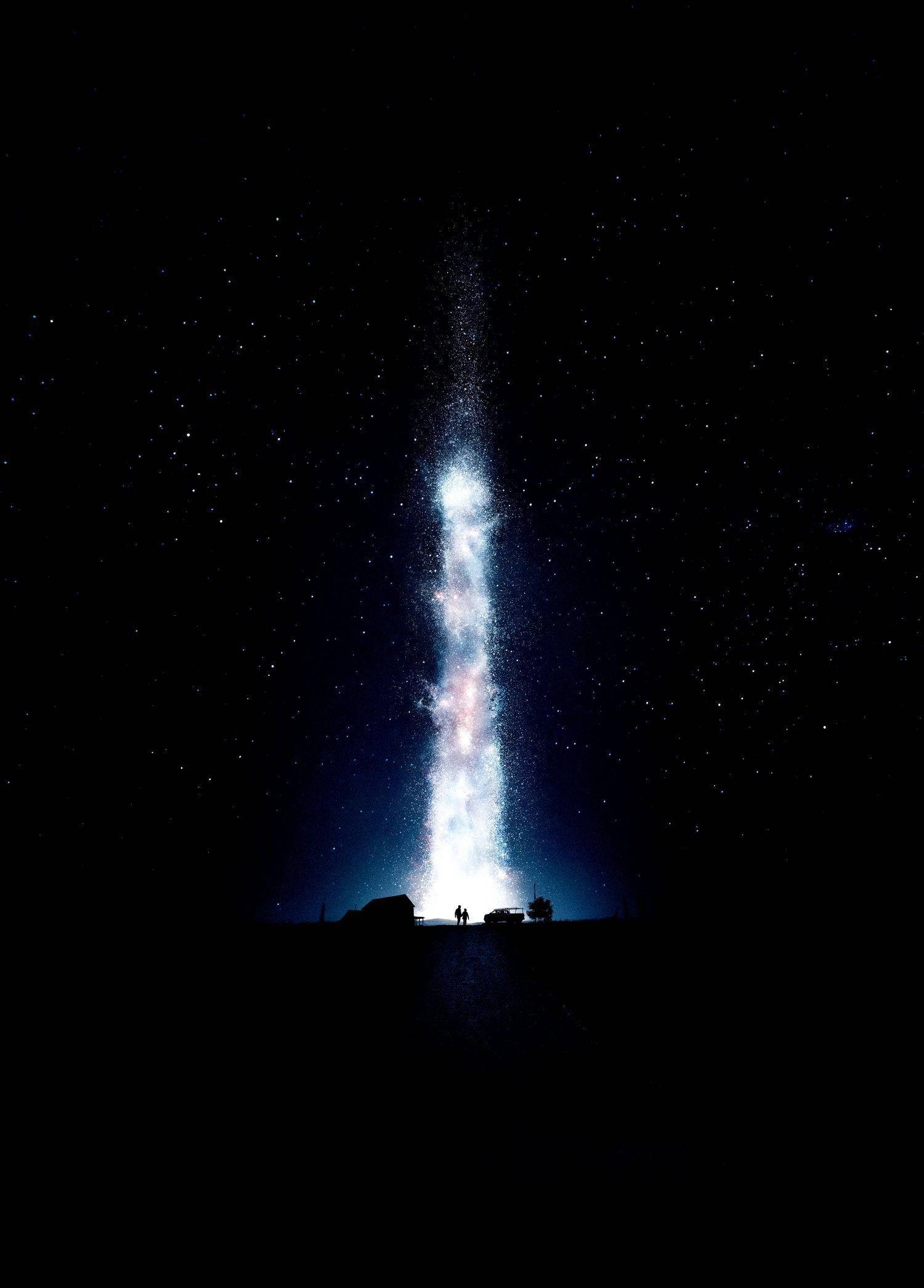 Interstellar Light Oled iPhone, cosmic waterfall, starry night sky, Full HD Phone Wallpaper