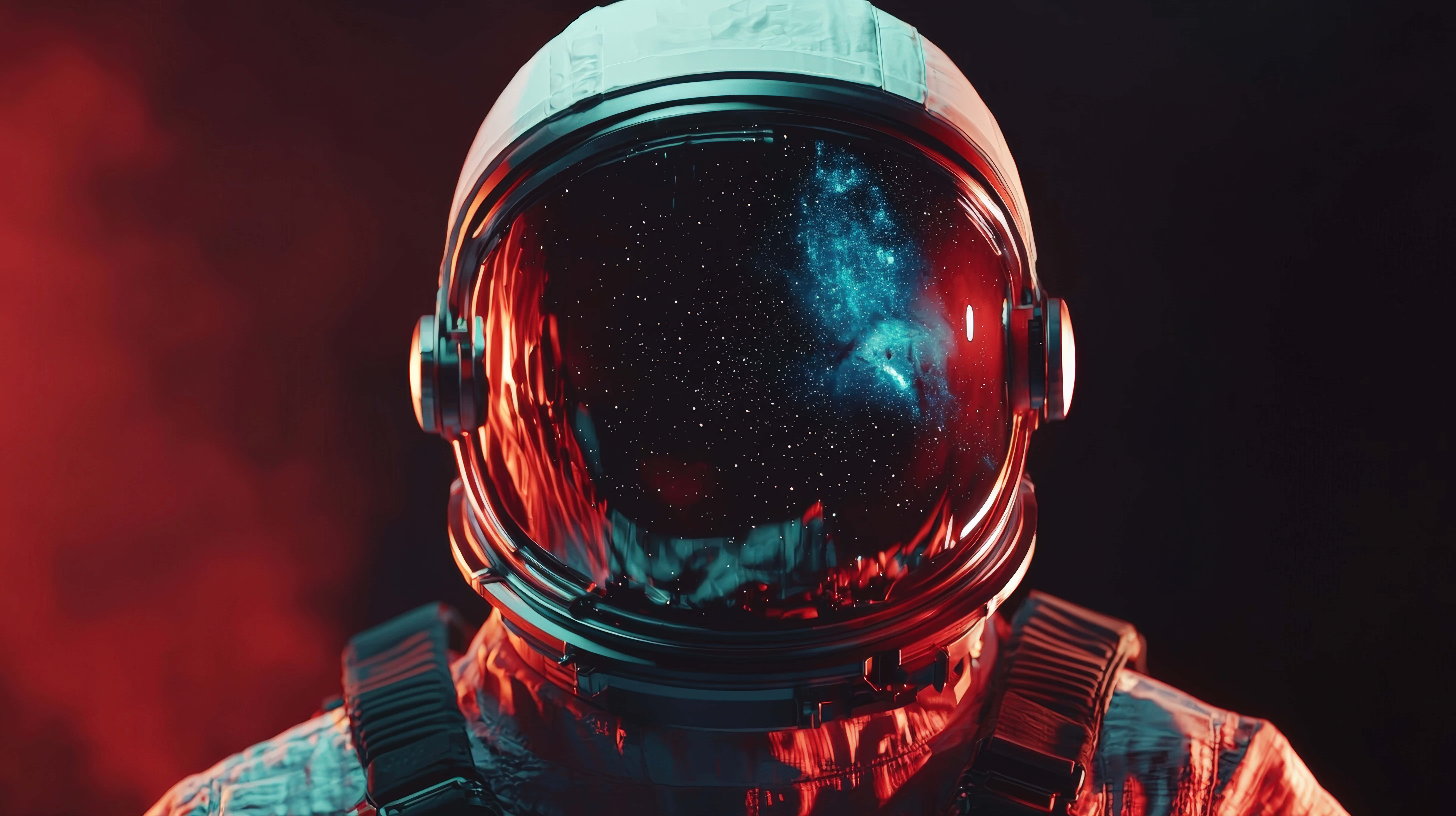 astronaut helmet, deep space galaxy, starry nebula, 8K Desktop Wallpaper