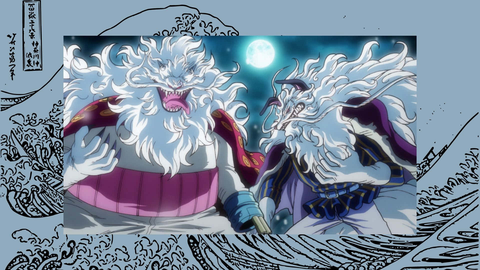 Inuarashi, white-haired anime dragons, glowing eyes, Full HD Desktop Wallpaper