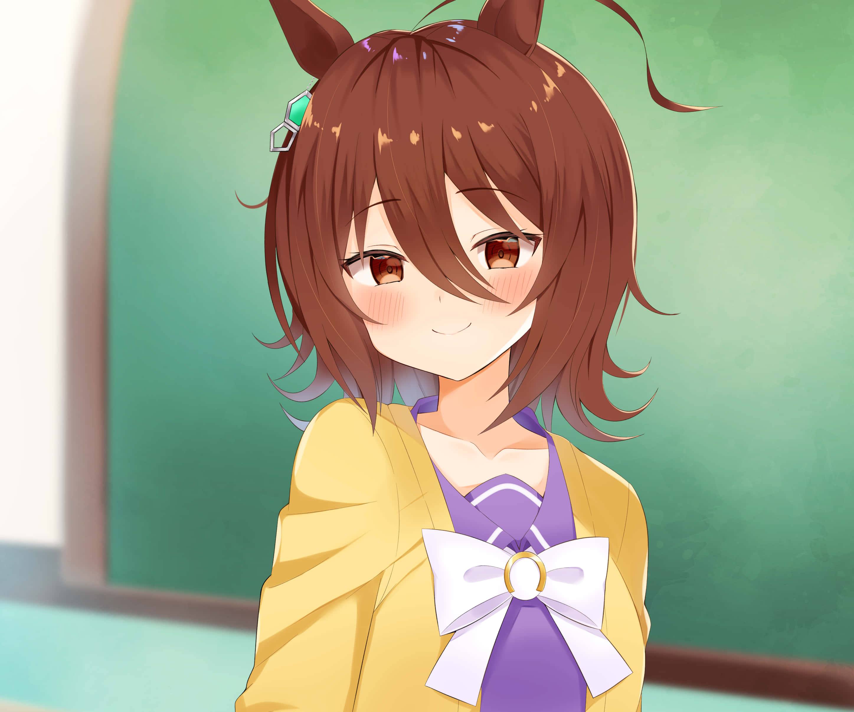 Inugami Korone, brown hair, horse ears, 2K Desktop Wallpaper