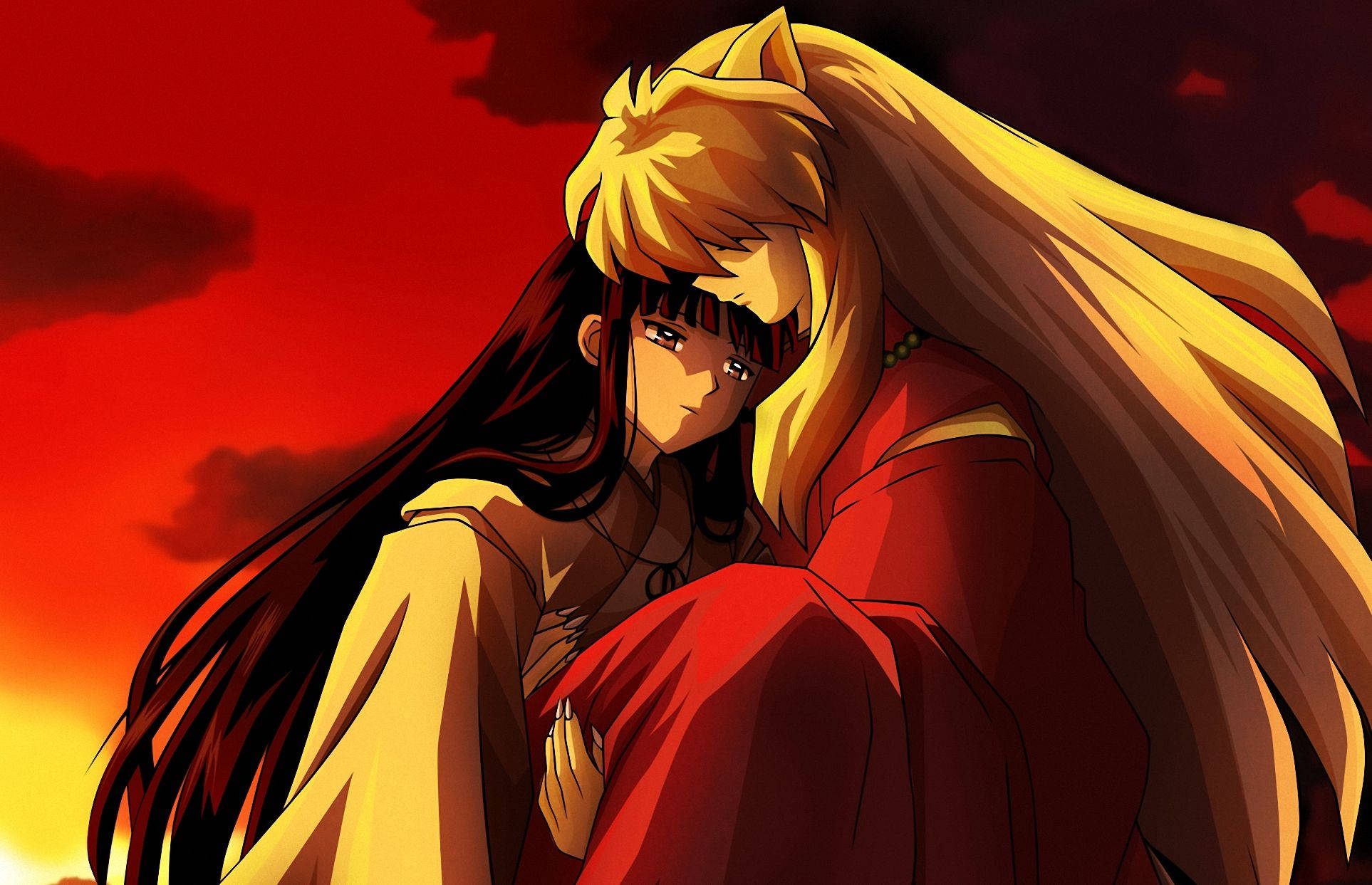 Inuyasha, Kikyo, sunset, Full HD Desktop Wallpaper