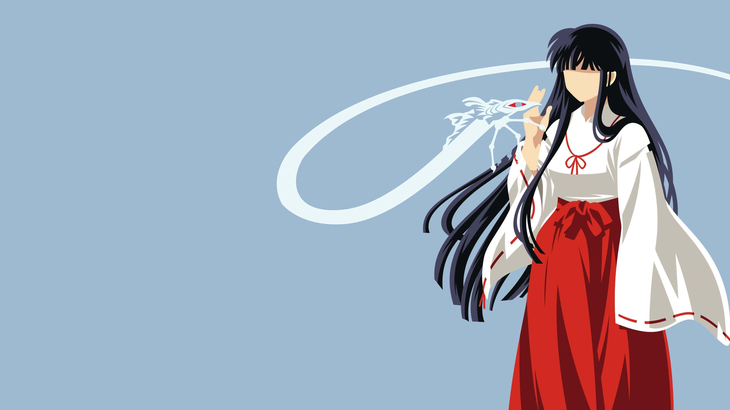Kikyo, Inuyasha, white and red shrine maiden outfit, 2K Desktop Wallpaper