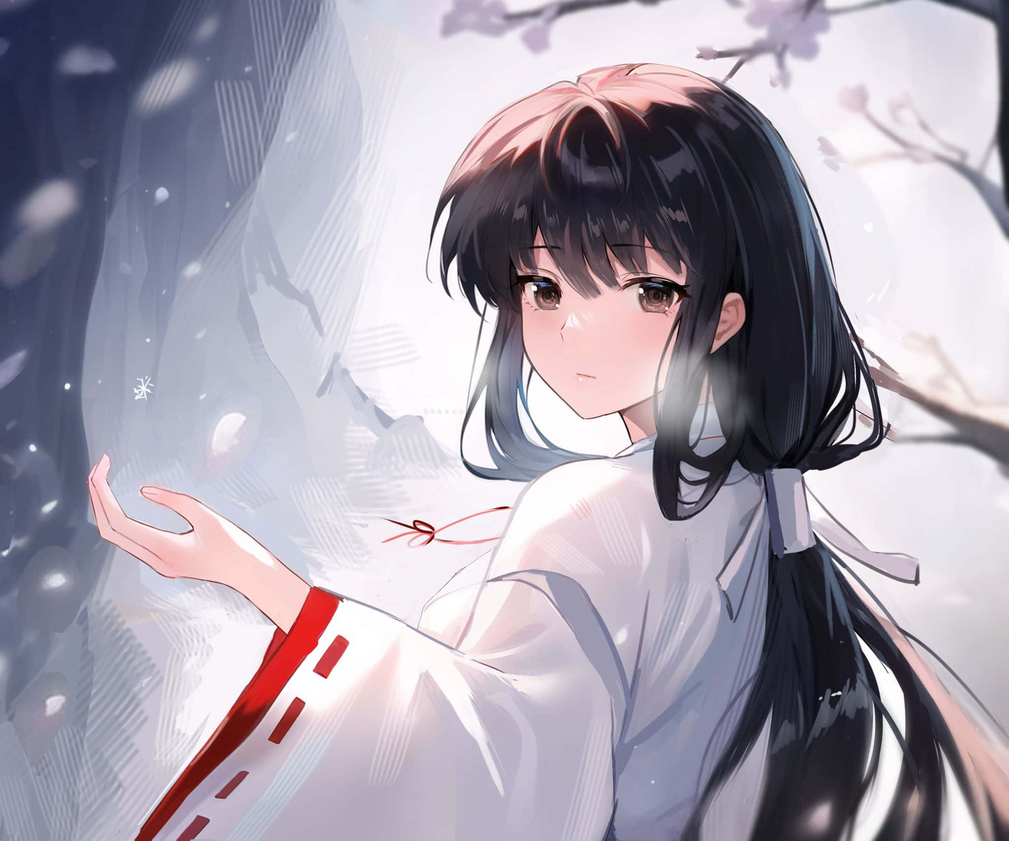 Inuyasha, Kikyo, moonlit night, Full HD Desktop Wallpaper