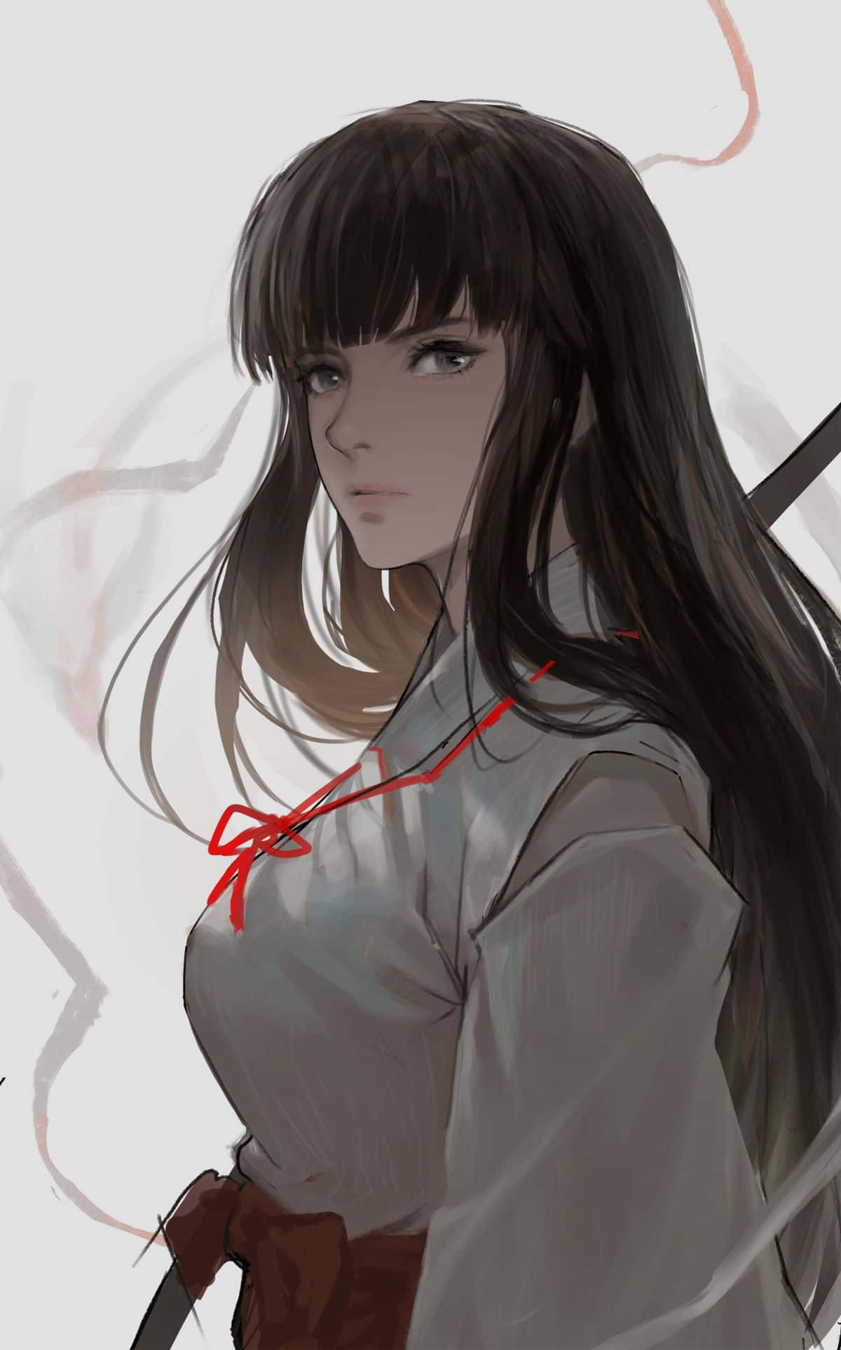Inuyasha, Kikyo, long dark hair, Full HD Phone Wallpaper