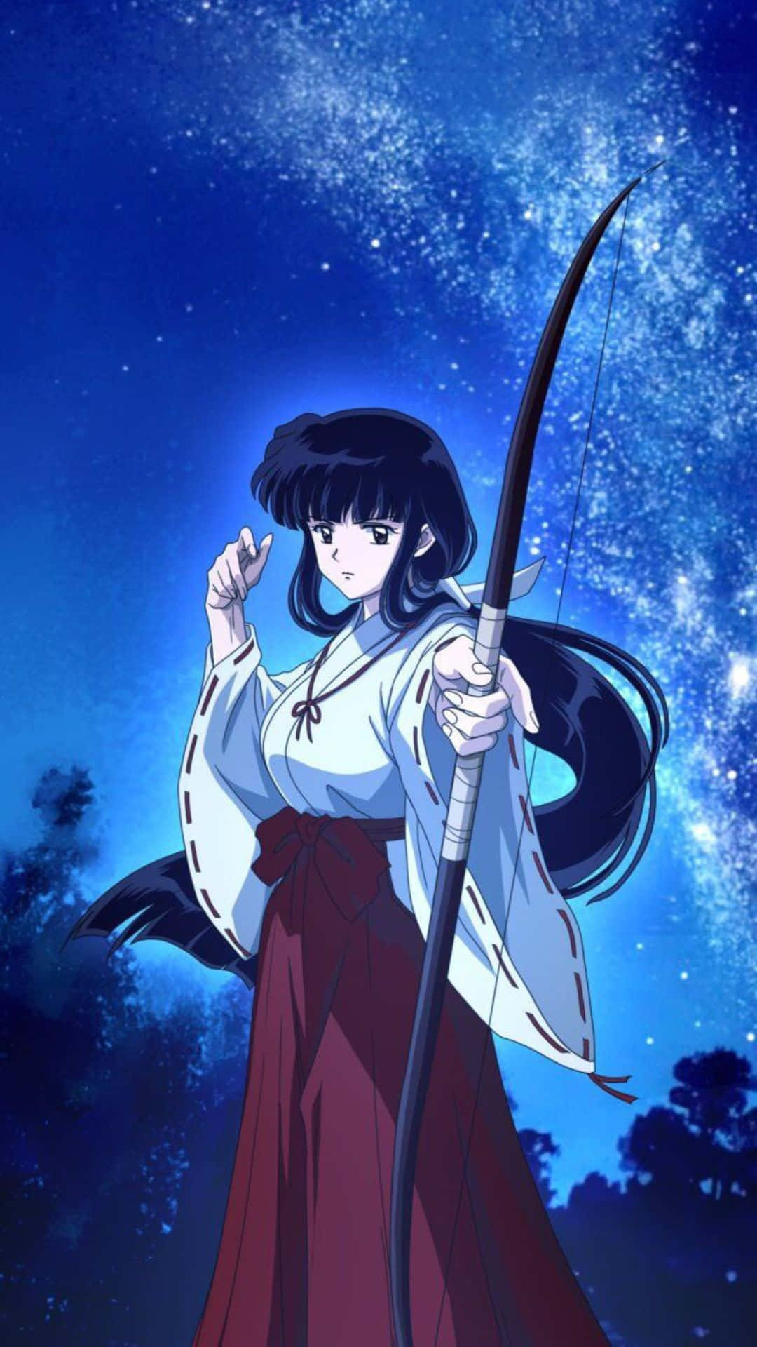 Kikyo, Inuyasha, starry night sky, Full HD Phone Wallpaper