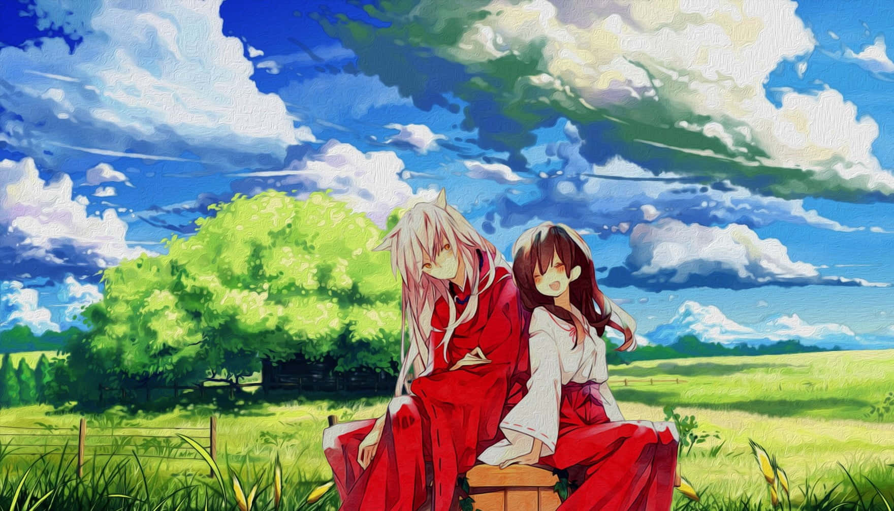 Inuyasha, Kikyo, red kimonos, HD Desktop Wallpaper
