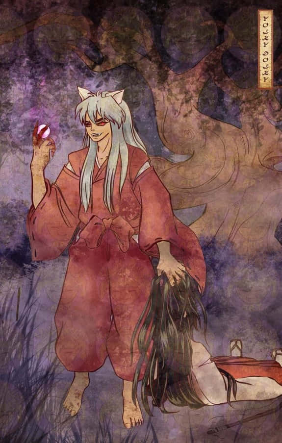 Inuyasha, Kikyo, silver-haired fox demon, SD Phone Wallpaper