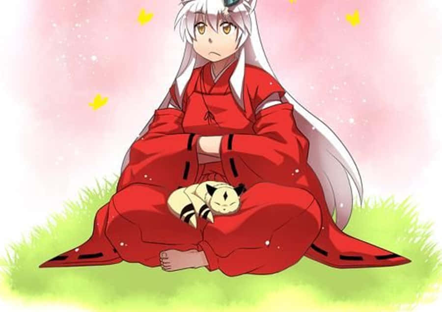 Inuyasha, Kirara, white-haired anime girl, SD Desktop Wallpaper