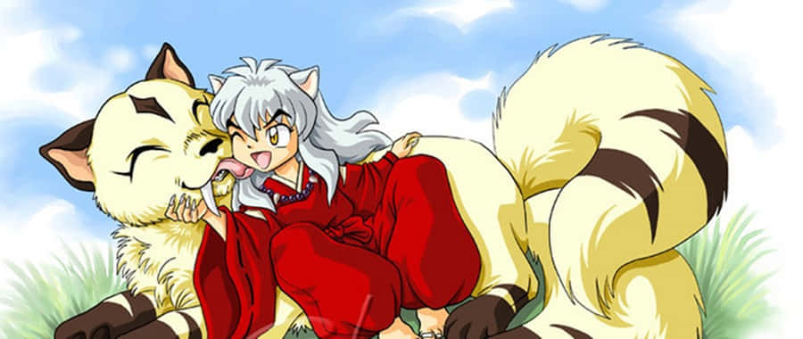 Inuyasha, Kirara, silver hair, SD Desktop Wallpaper