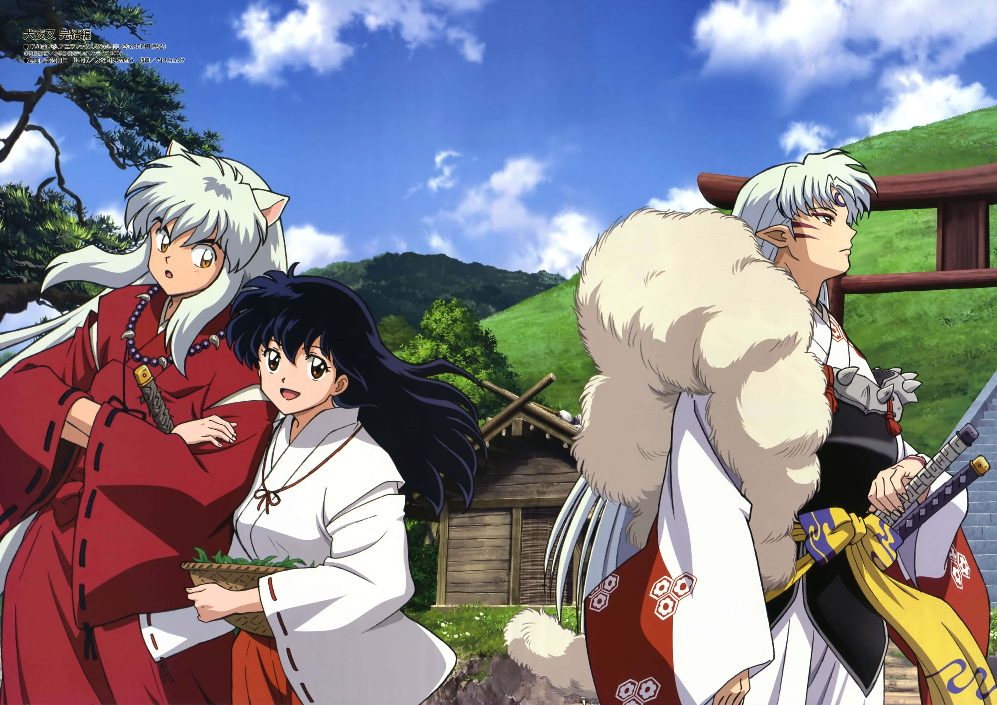 Inuyasha, classic anime adventure, traditional Japanese attire, 4K Desktop Wallpaper