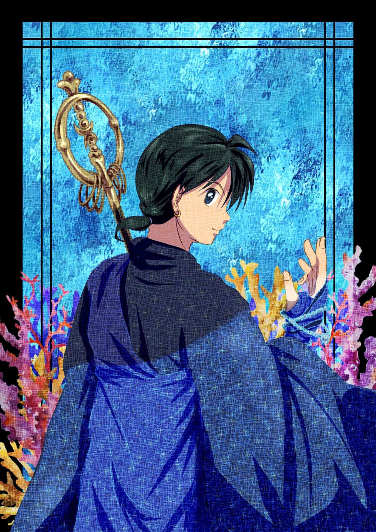 Miroku, blue robe, coral reef, HD Phone Wallpaper