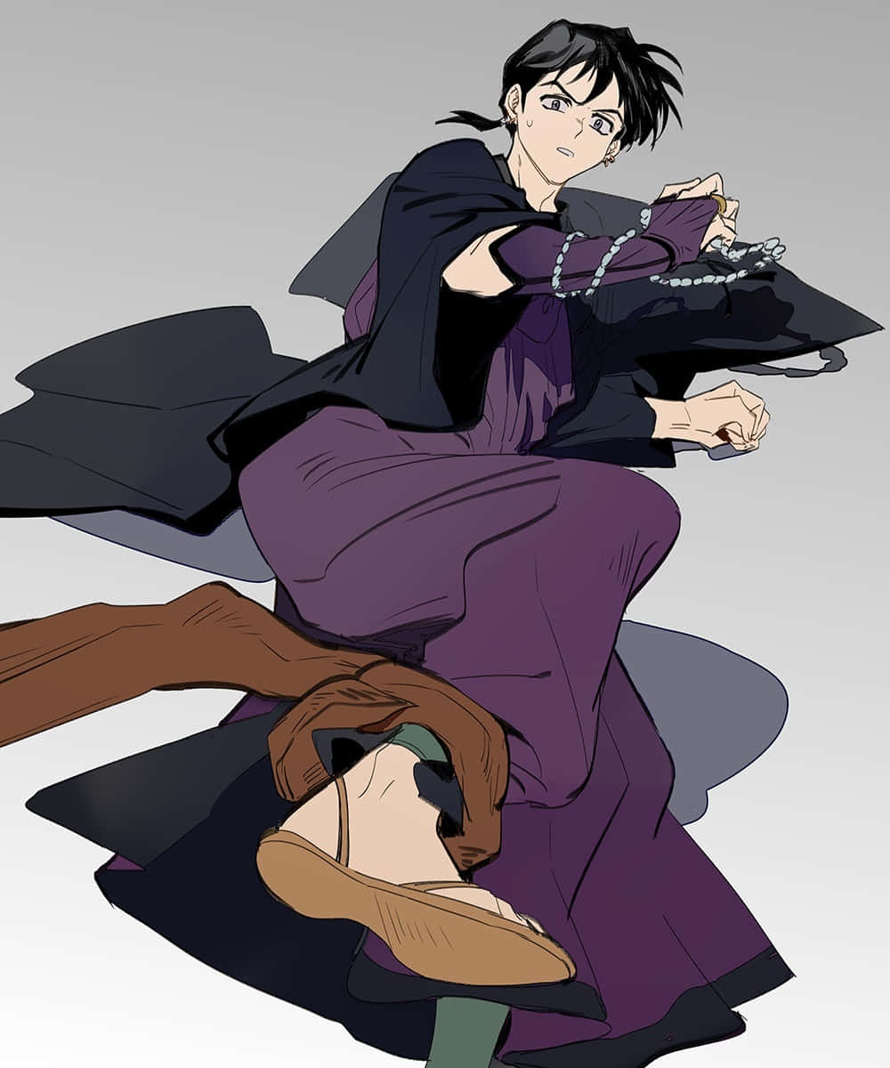 Miroku, purple robes, chain, SD Phone Wallpaper