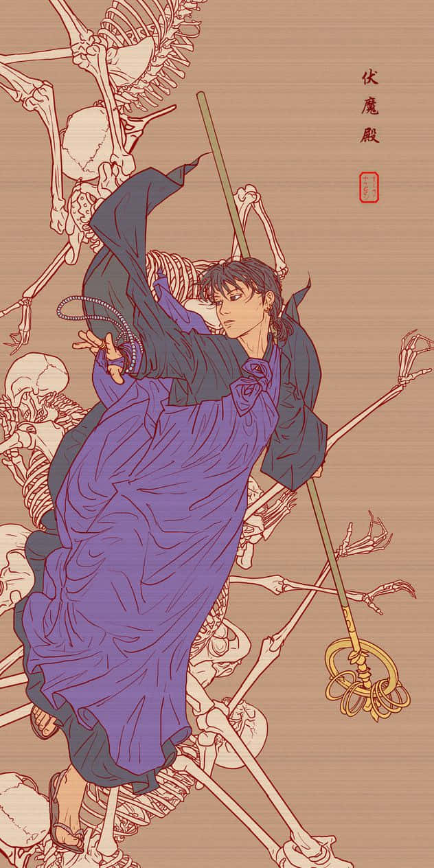 Inuyasha, Miroku, purple robes, SD Phone Wallpaper