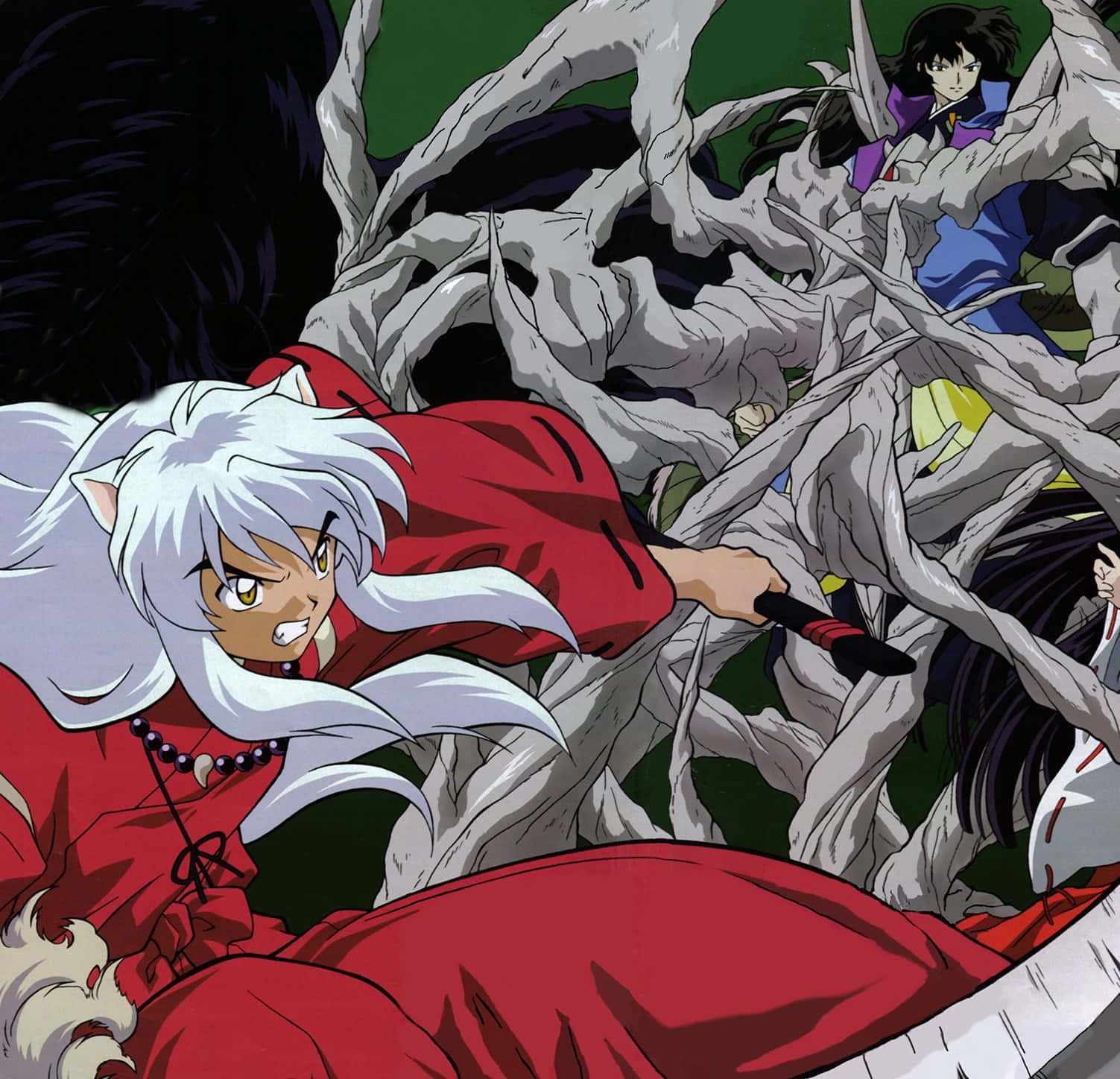 Inuyasha, Naraku, white-haired anime warrior, HD Desktop Wallpaper
