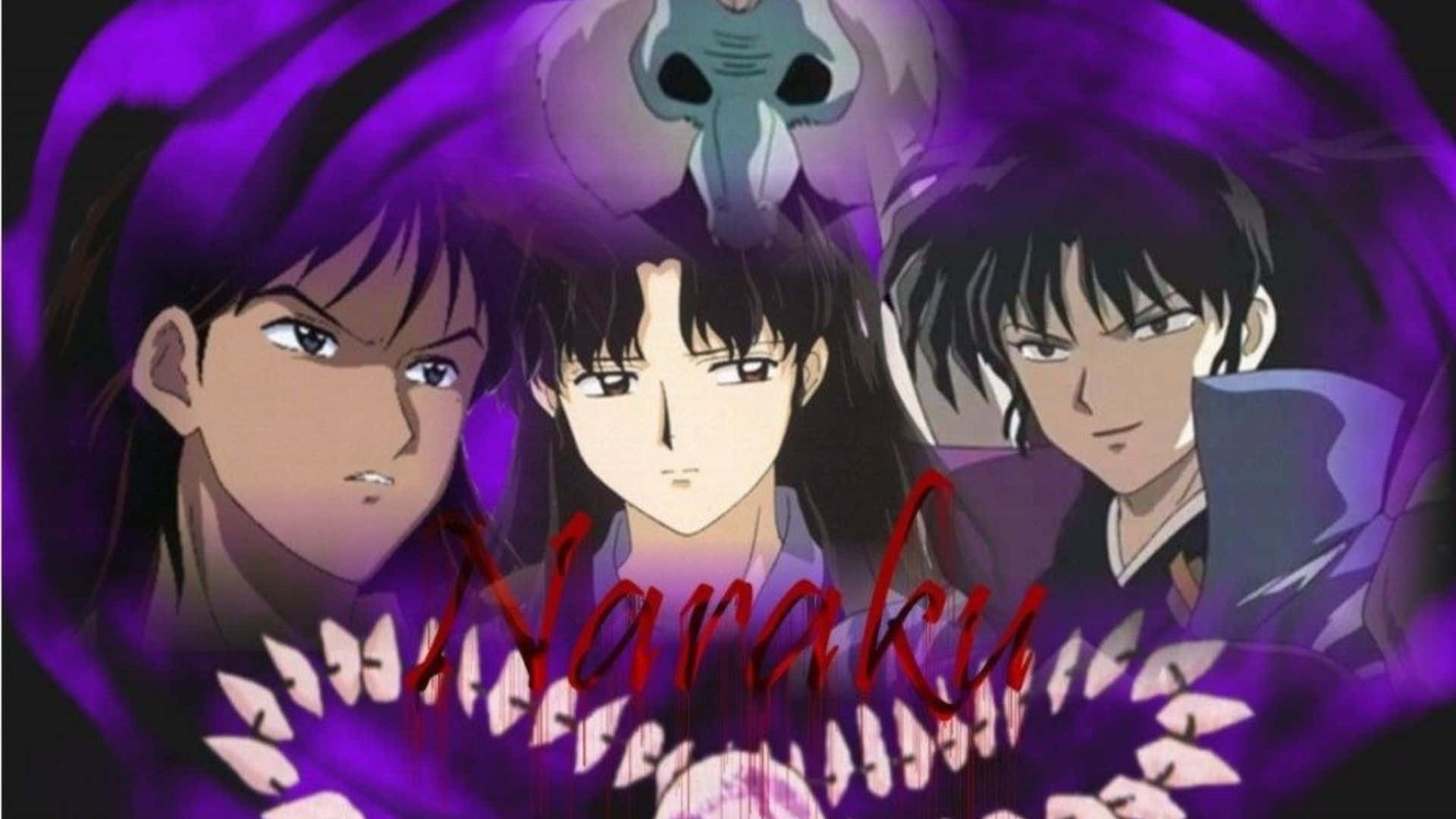 Naraku, swirling purple vortex, skull, Full HD Desktop Wallpaper