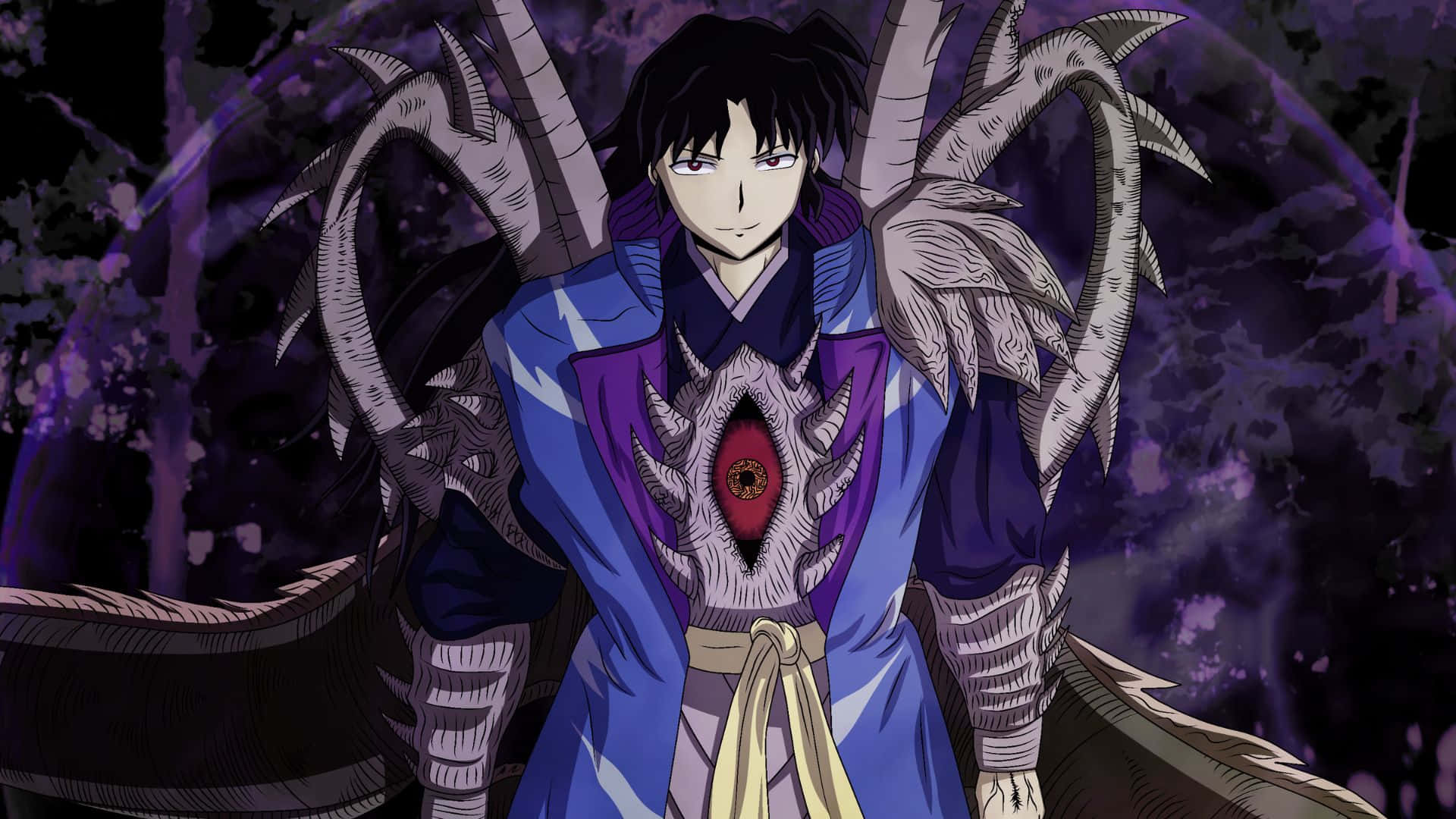 Naraku, anime character, large bone-like wings, Full HD Desktop Wallpaper