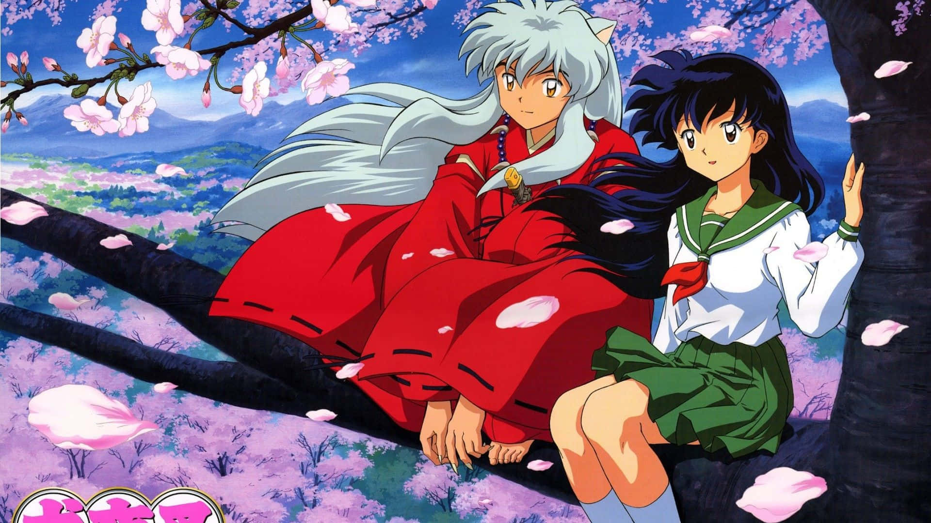 Inuyasha, cherry blossom tree, pink petals, Full HD Desktop Wallpaper
