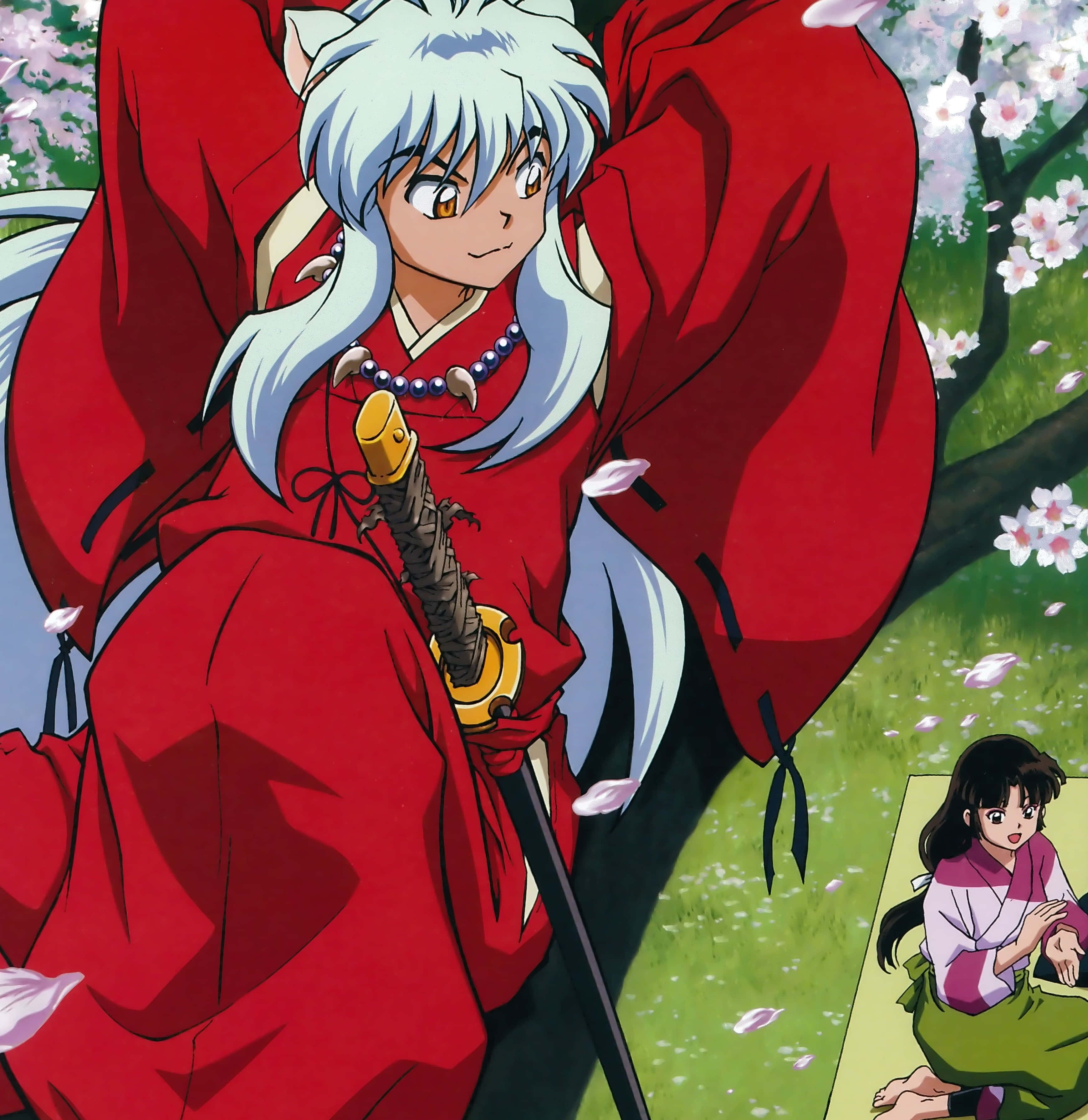 Inuyasha, Sango, cherry blossoms, 2K Phone Wallpaper