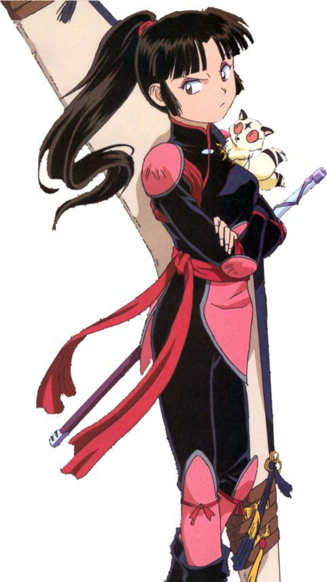 Sango, anime girl, long black pigtails, Full HD Phone Wallpaper