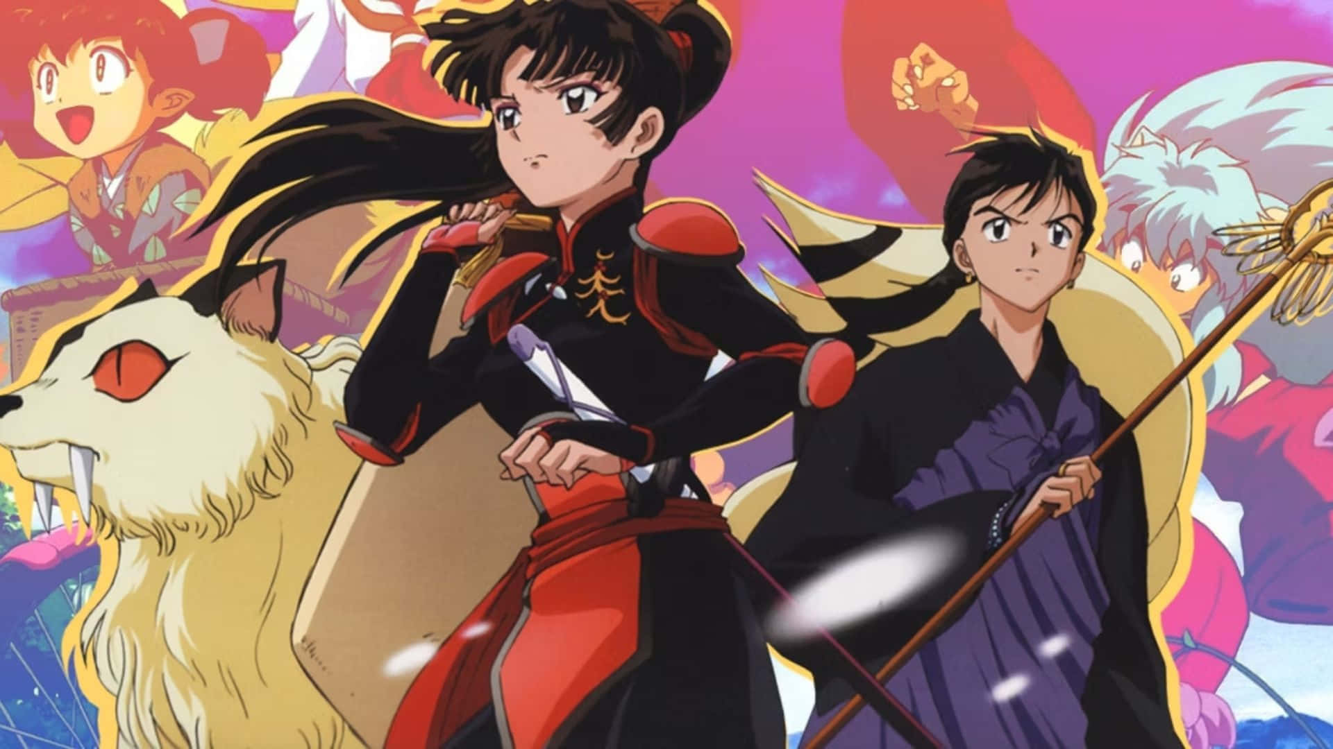 Inuyasha, Sango, white wolf, Full HD Desktop Wallpaper