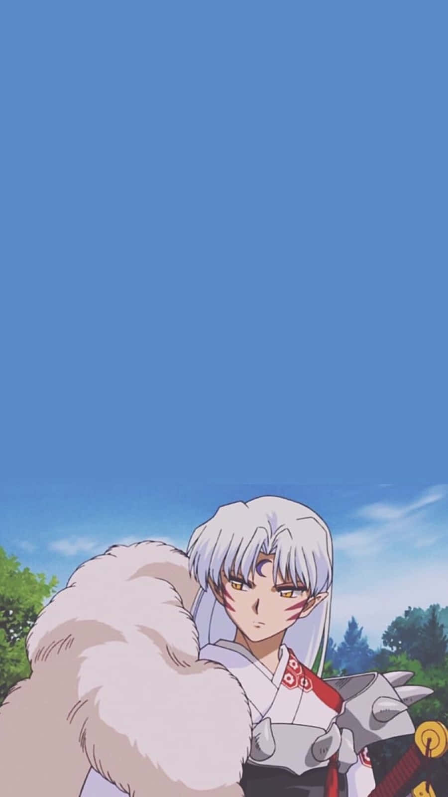Sesshomaru, white hair, red markings, HD Phone Wallpaper