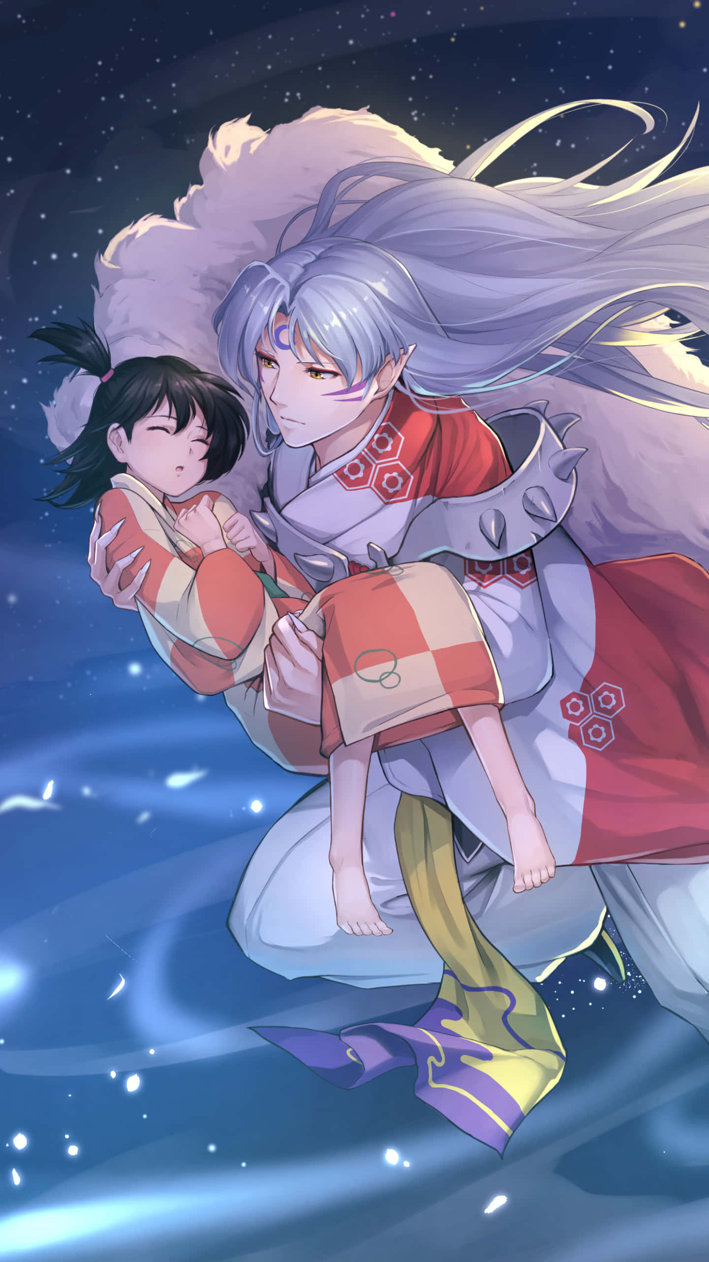 Sesshomaru, Inuyasha, silver-haired anime warrior, 2K Phone Wallpaper