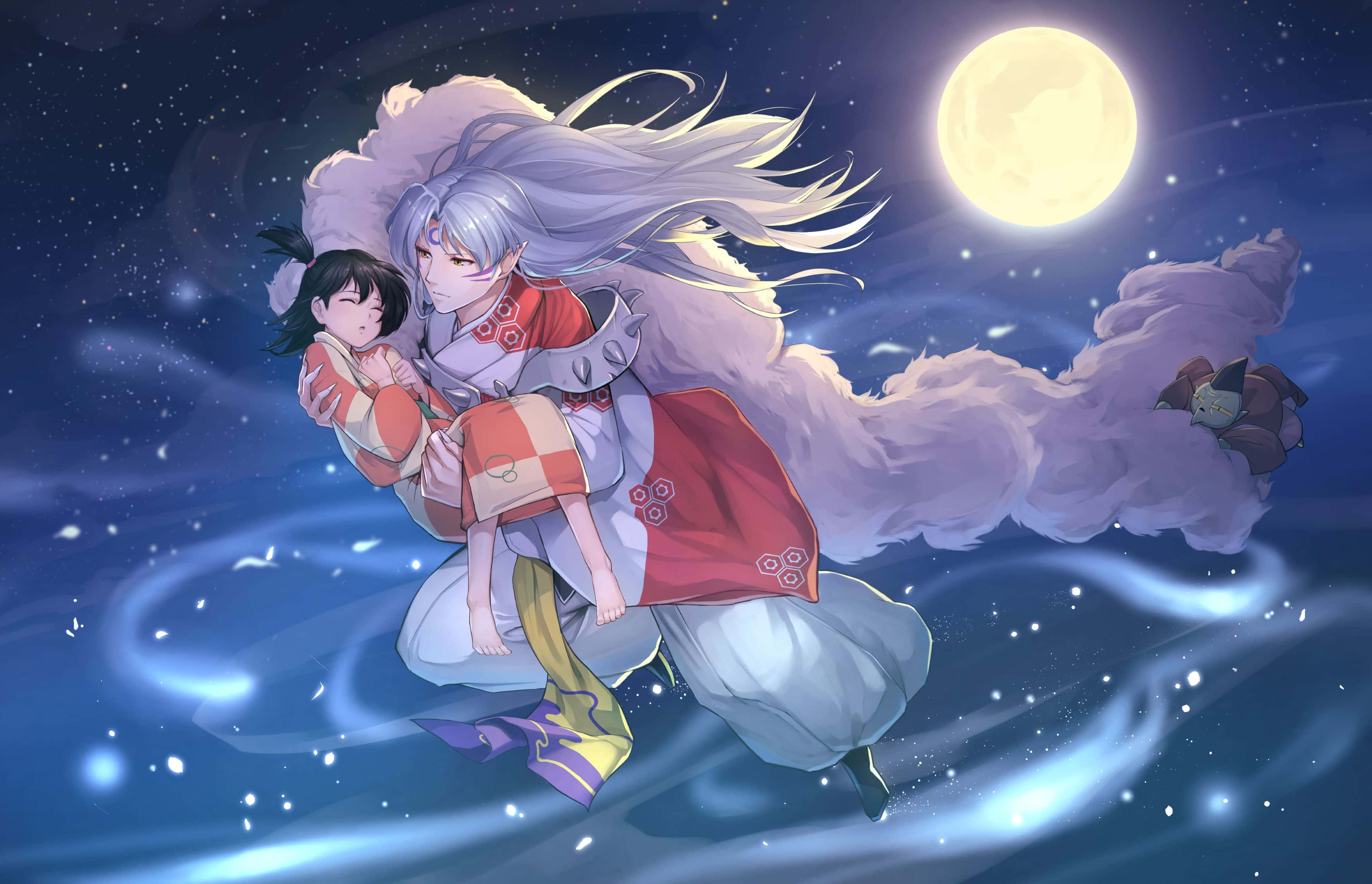 Inuyasha, Sesshomaru, silver-haired anime character, 2K Desktop Wallpaper