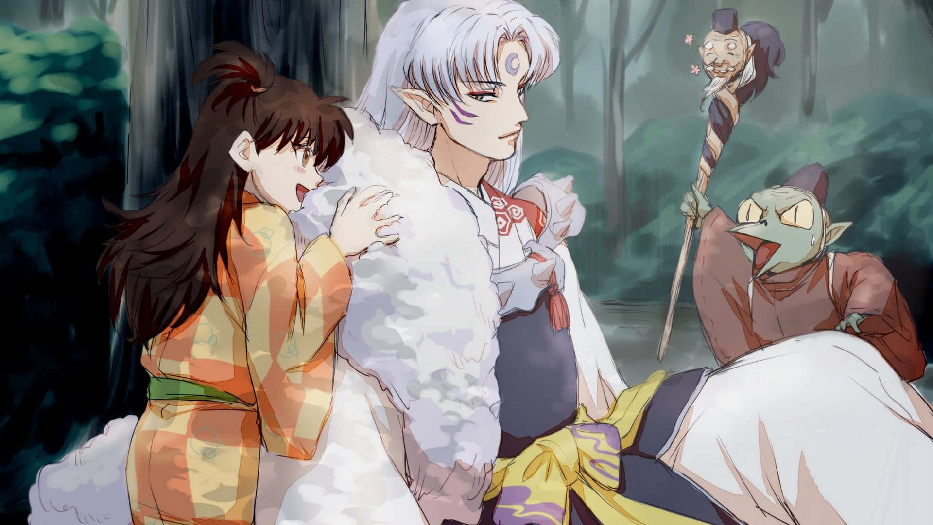 Inuyasha, Sesshomaru, orange kimono, Full HD Desktop Wallpaper