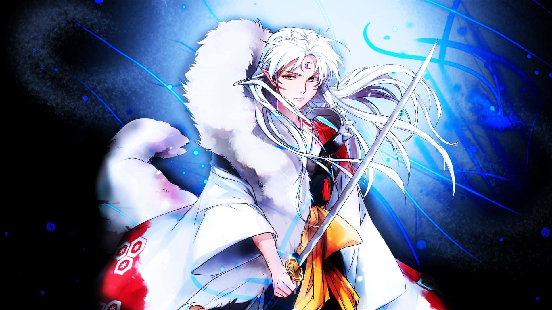Inuyasha, Sesshomaru, silver-haired anime warrior, Full HD Desktop Wallpaper