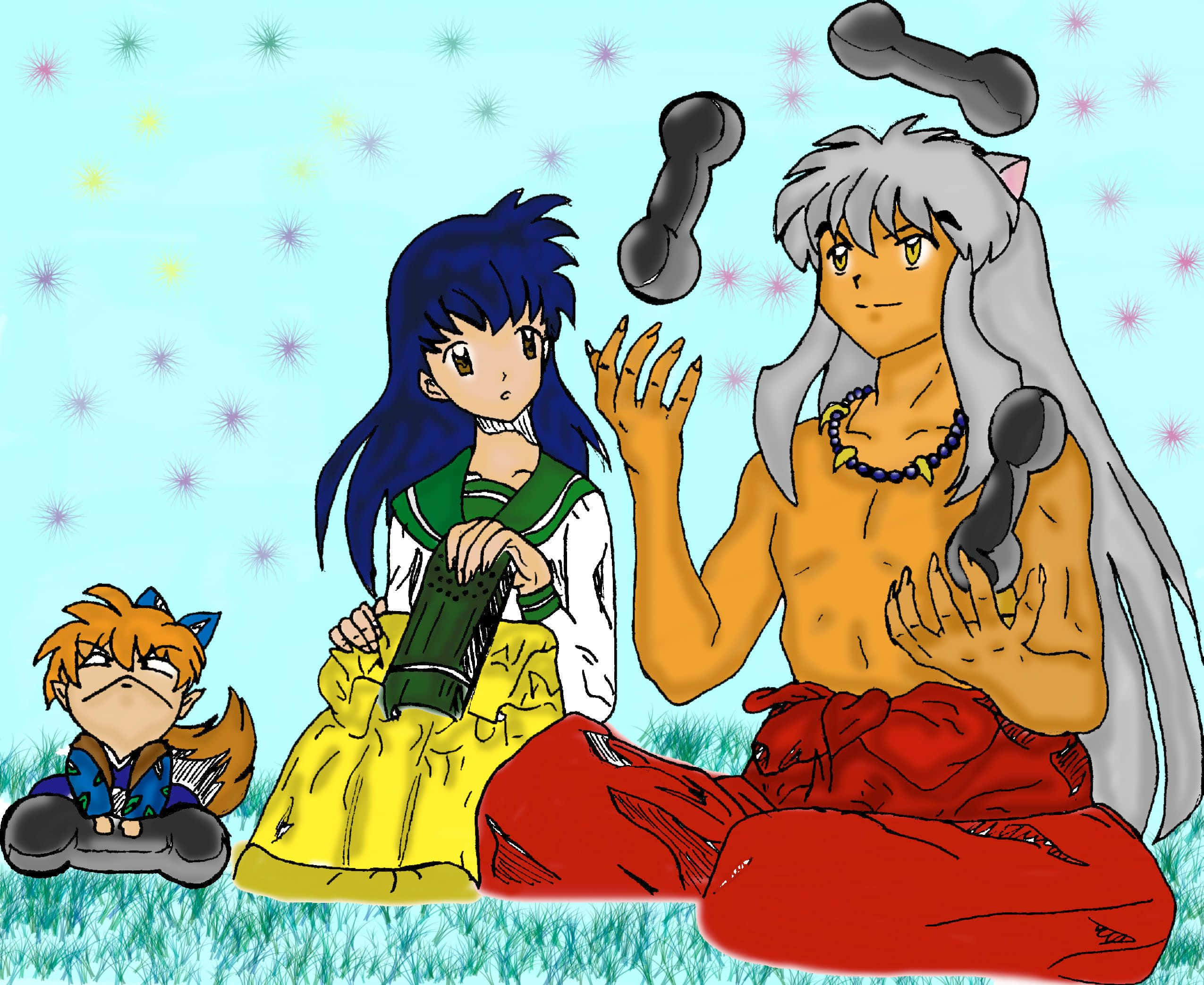 Inuyasha, Shippo, starry sky, Full HD Desktop Wallpaper