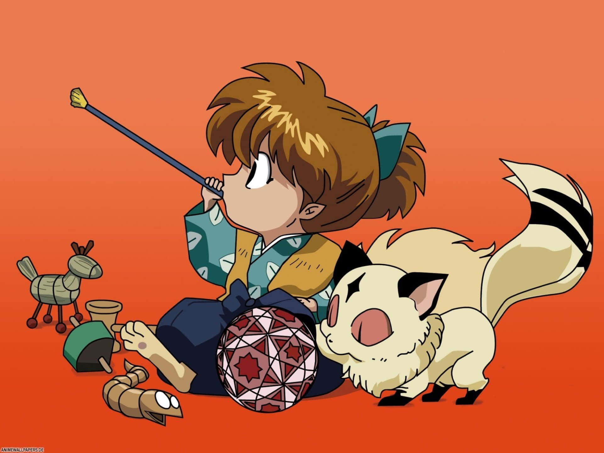 Inuyasha, Shippo, chibi anime boy, Full HD Desktop Wallpaper
