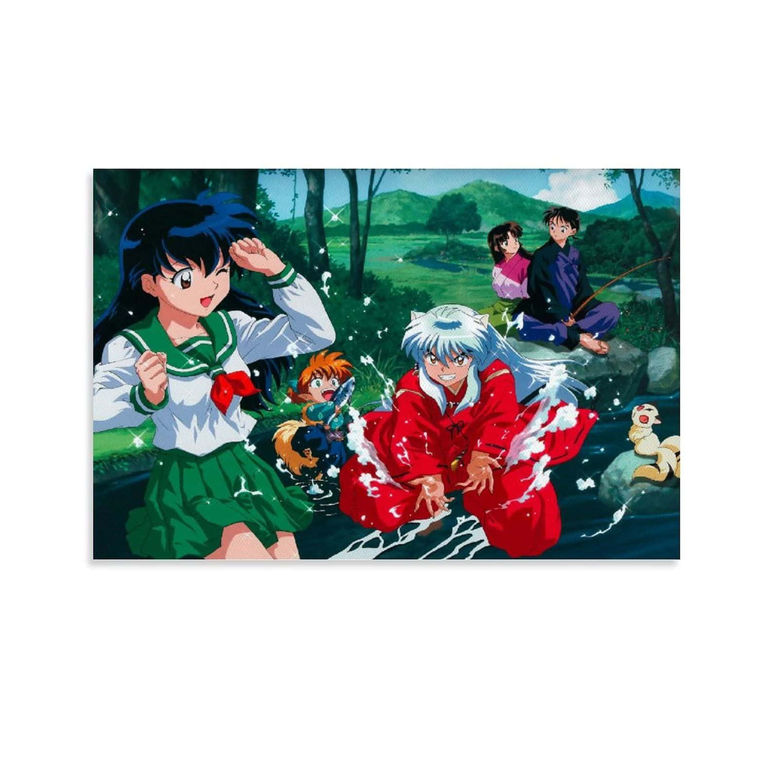 Inuyasha, Shippo, forest stream, HD Desktop Wallpaper