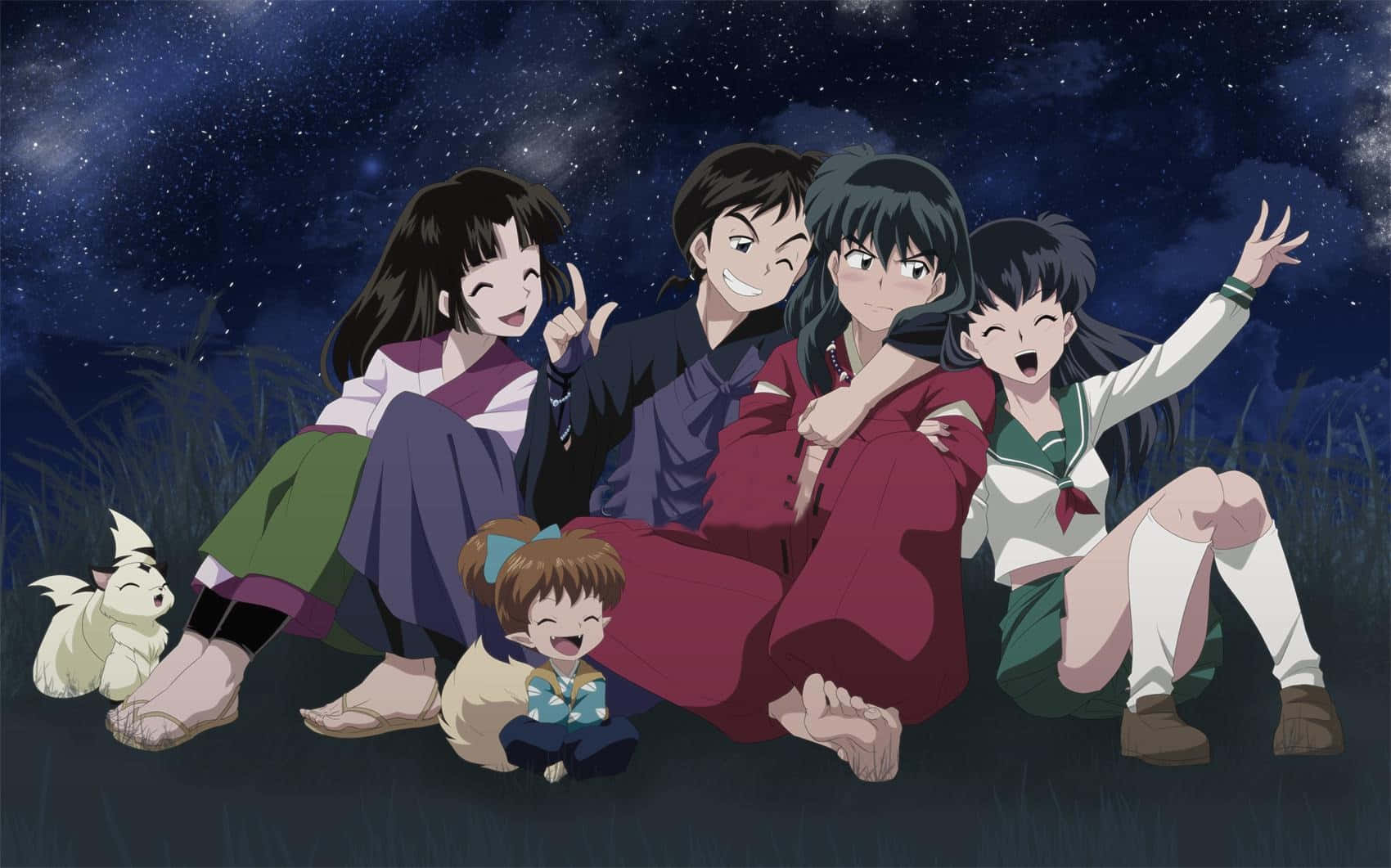 Inuyasha, Shippo, starry night sky, HD Desktop Wallpaper
