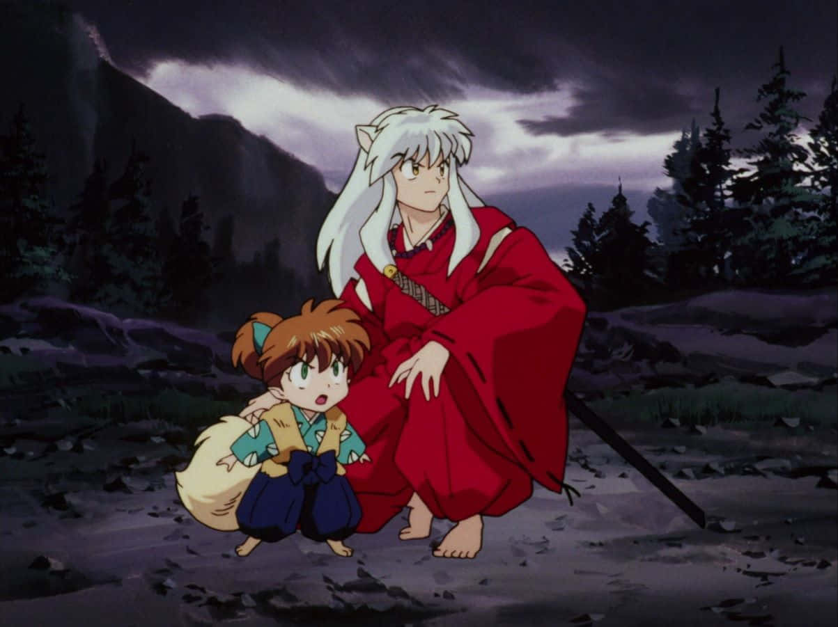 Inuyasha, Shippo, white-haired anime warrior, SD Desktop Wallpaper
