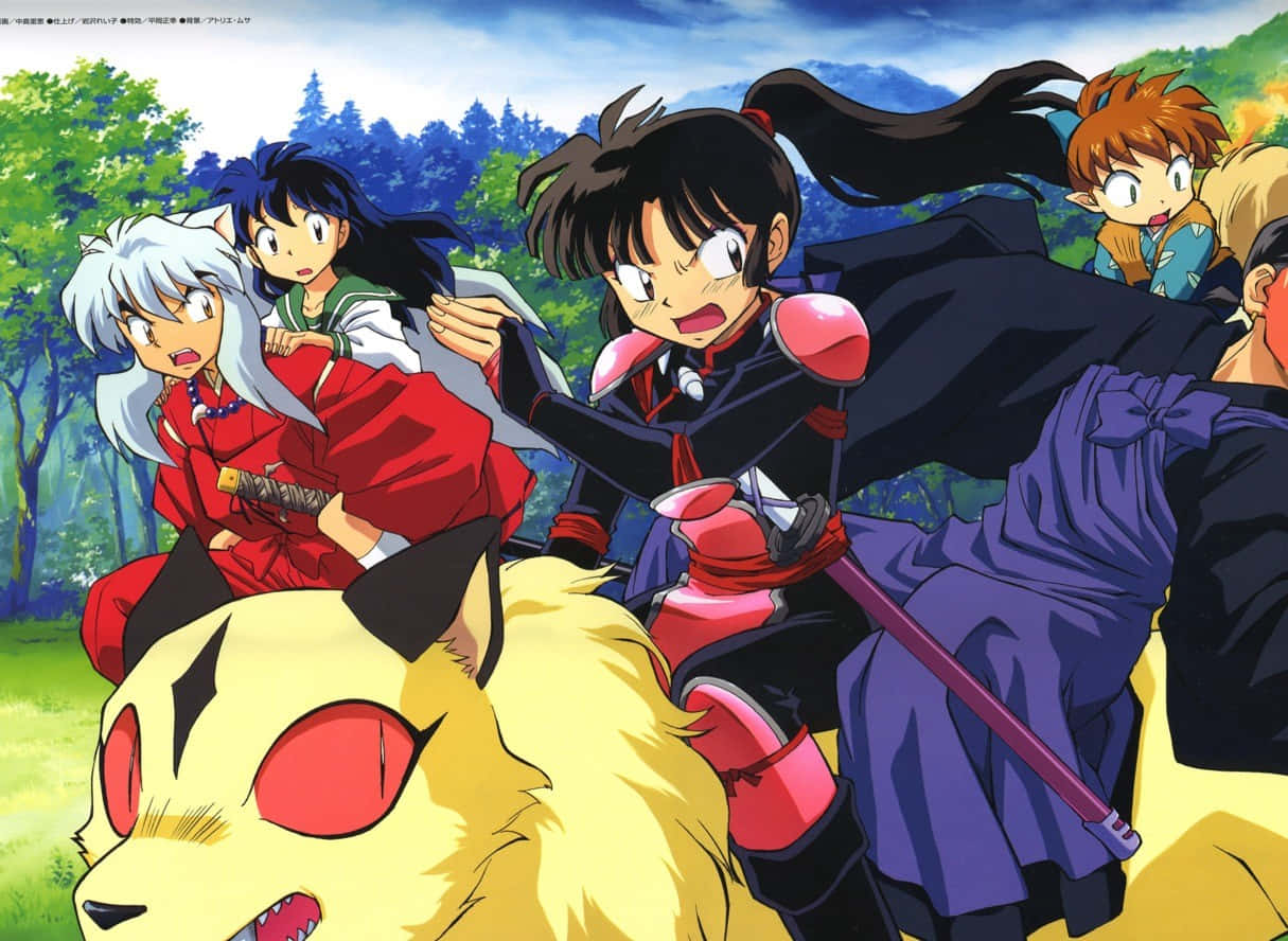 Inuyasha, Shippo, giant yellow dog, SD Desktop Wallpaper
