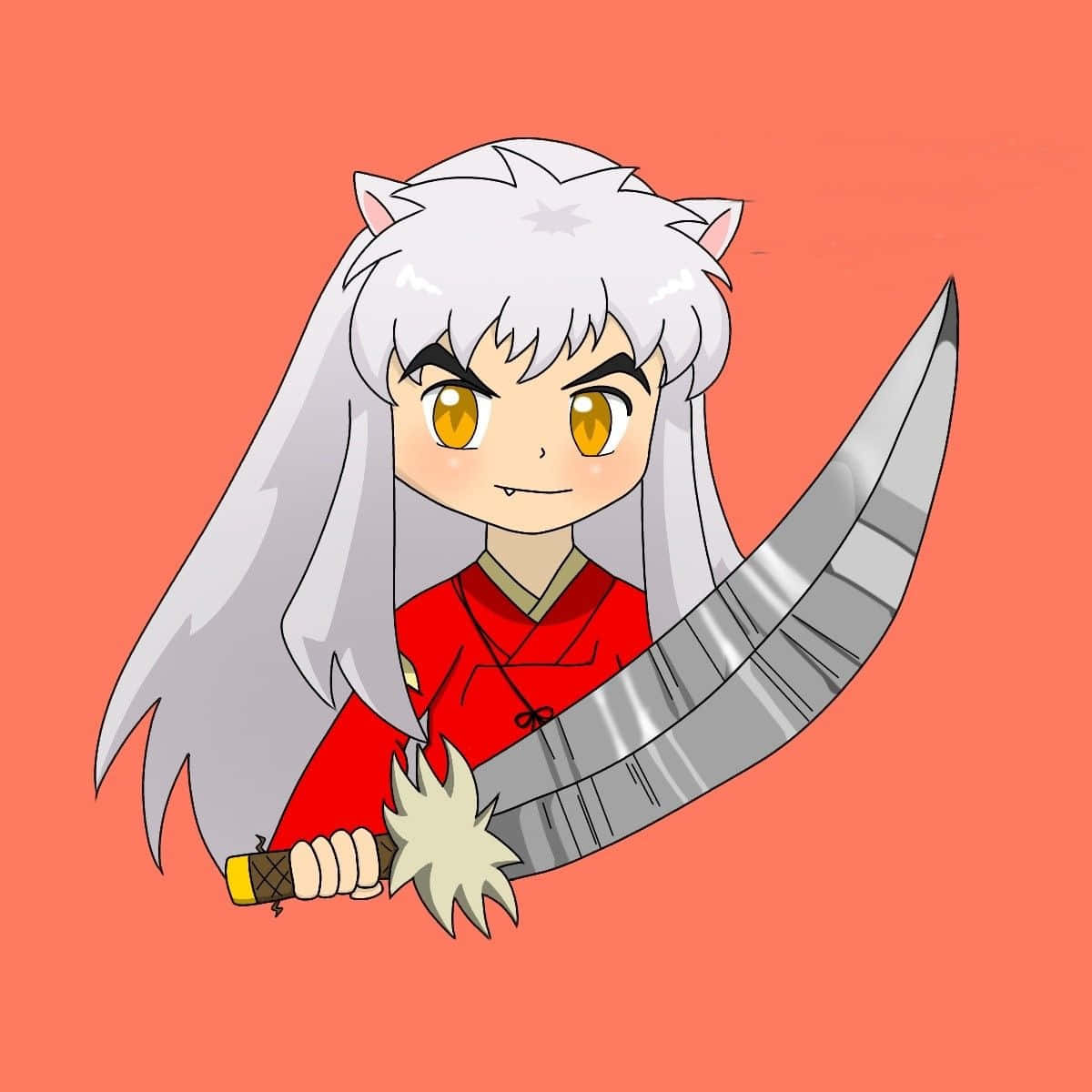 Inuyasha, Tessaiga, chibi anime character, SD Desktop Wallpaper
