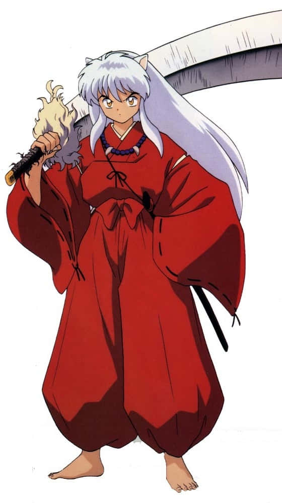Inuyasha, Tessaiga, red kimono, SD Phone Wallpaper
