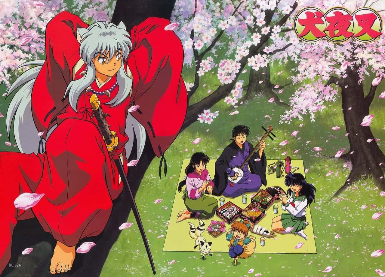 Inuyasha, silver-haired anime warrior, red, HD Desktop Wallpaper
