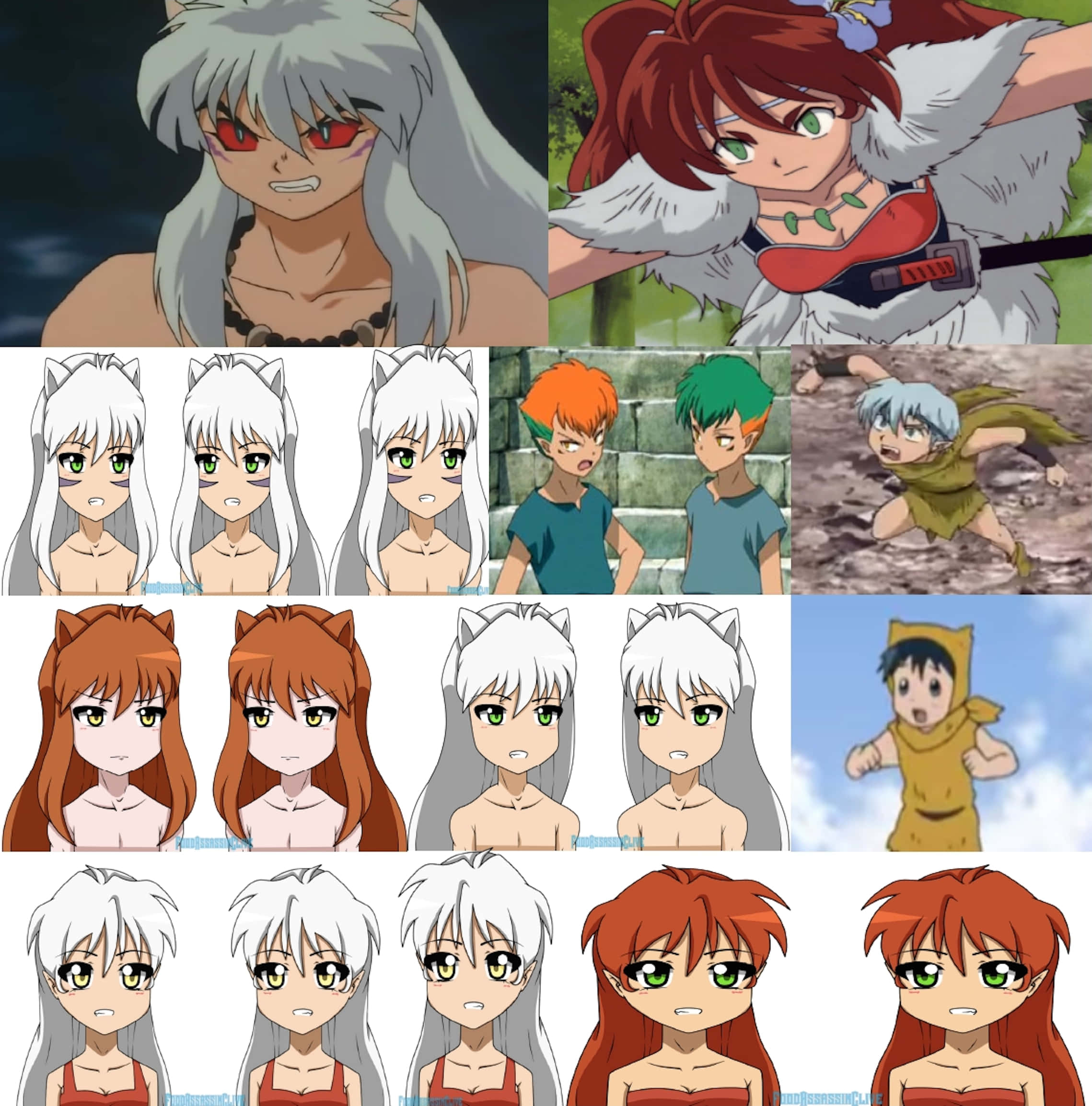 Inuyasha Ayame, silver-haired demon, red-haired warriors, Full HD Phone Wallpaper