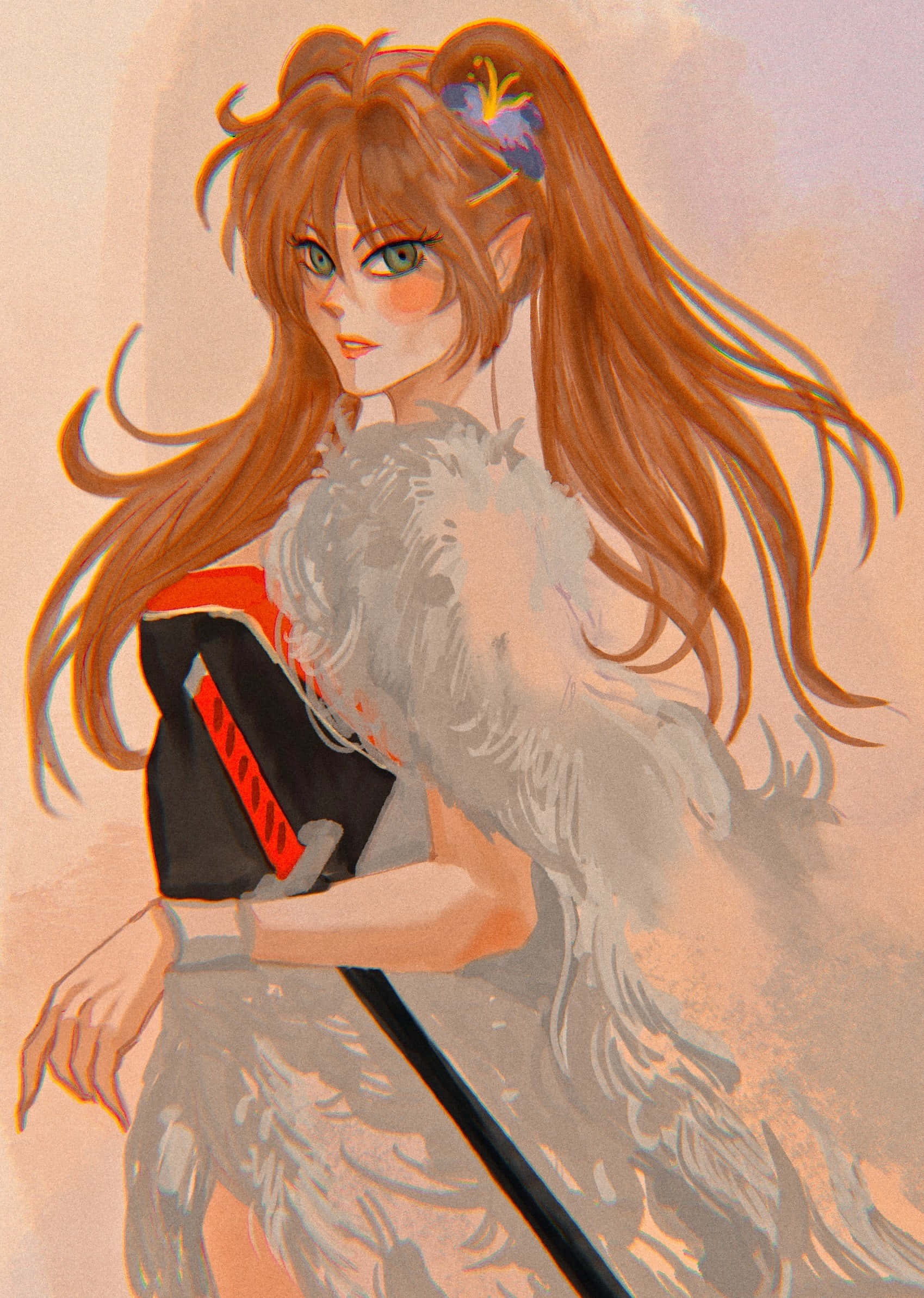 Inuyasha Ayame, long orange hair, green eyes, Full HD Phone Wallpaper