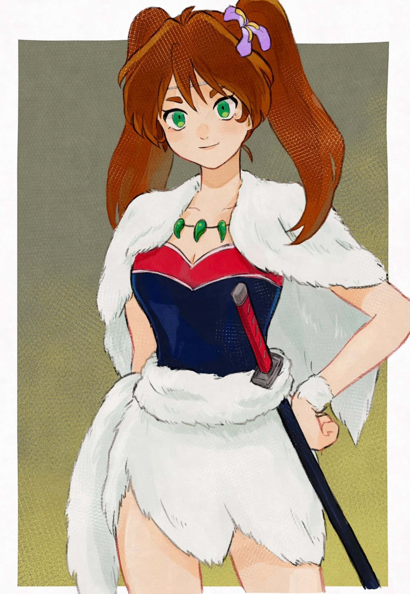 Ayame, Inuyasha, brown pigtails, Full HD Phone Wallpaper