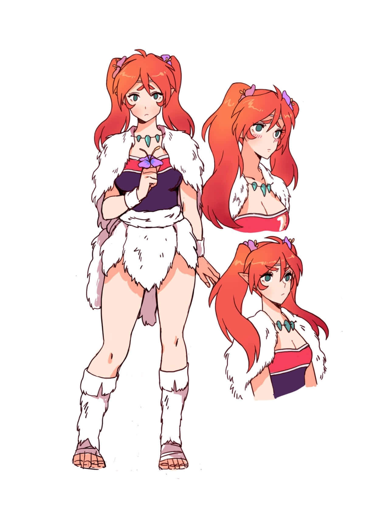 Inuyasha Ayame, fiery red hair, white fur outfit, HD Phone Wallpaper