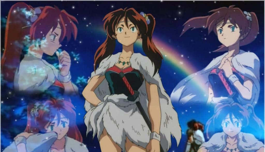 Inuyasha Ayame, wolf demon tribe leader, white fur outfit, SD Desktop Wallpaper