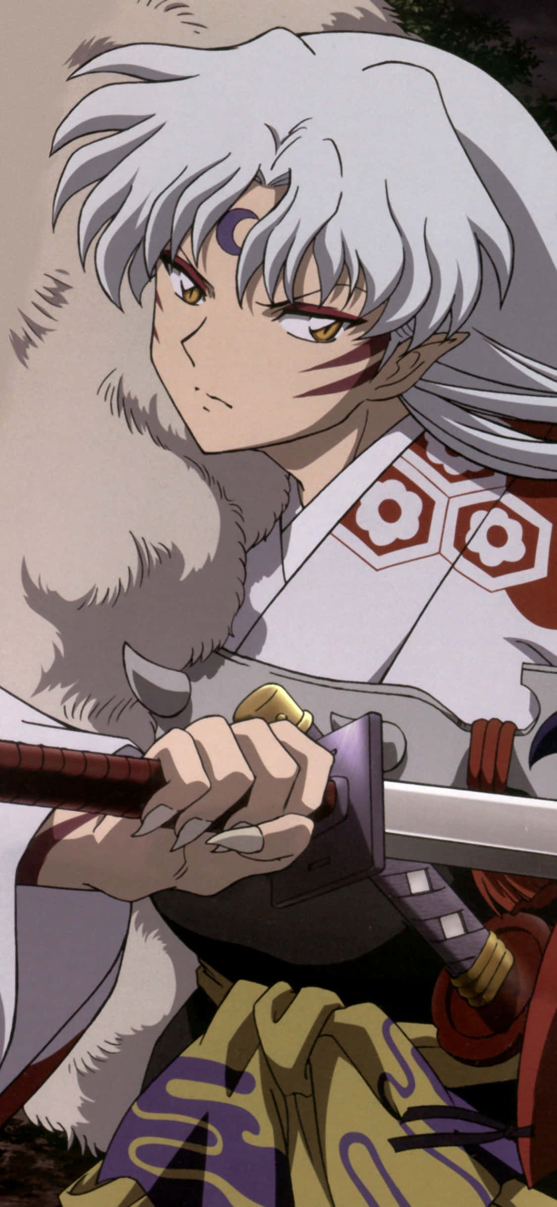 Inuyasha, anime warrior, silver hair, Full HD Phone Wallpaper