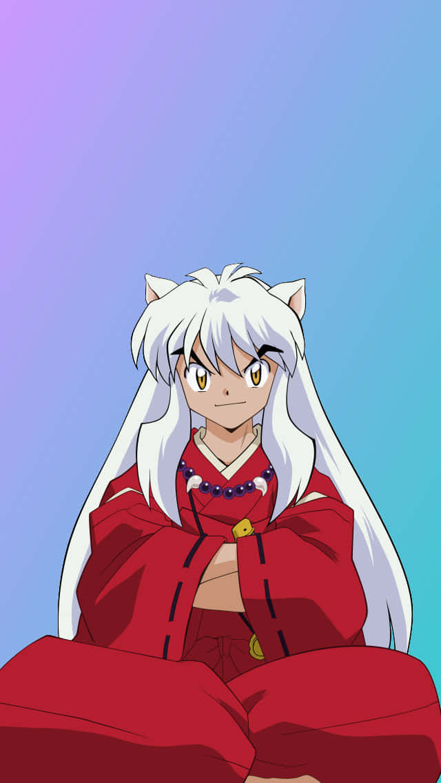 Inuyasha, white hair, red kimono, SD Phone Wallpaper