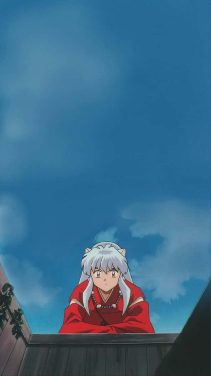 Inuyasha, silver-haired anime character, red kimono, SD Phone Wallpaper