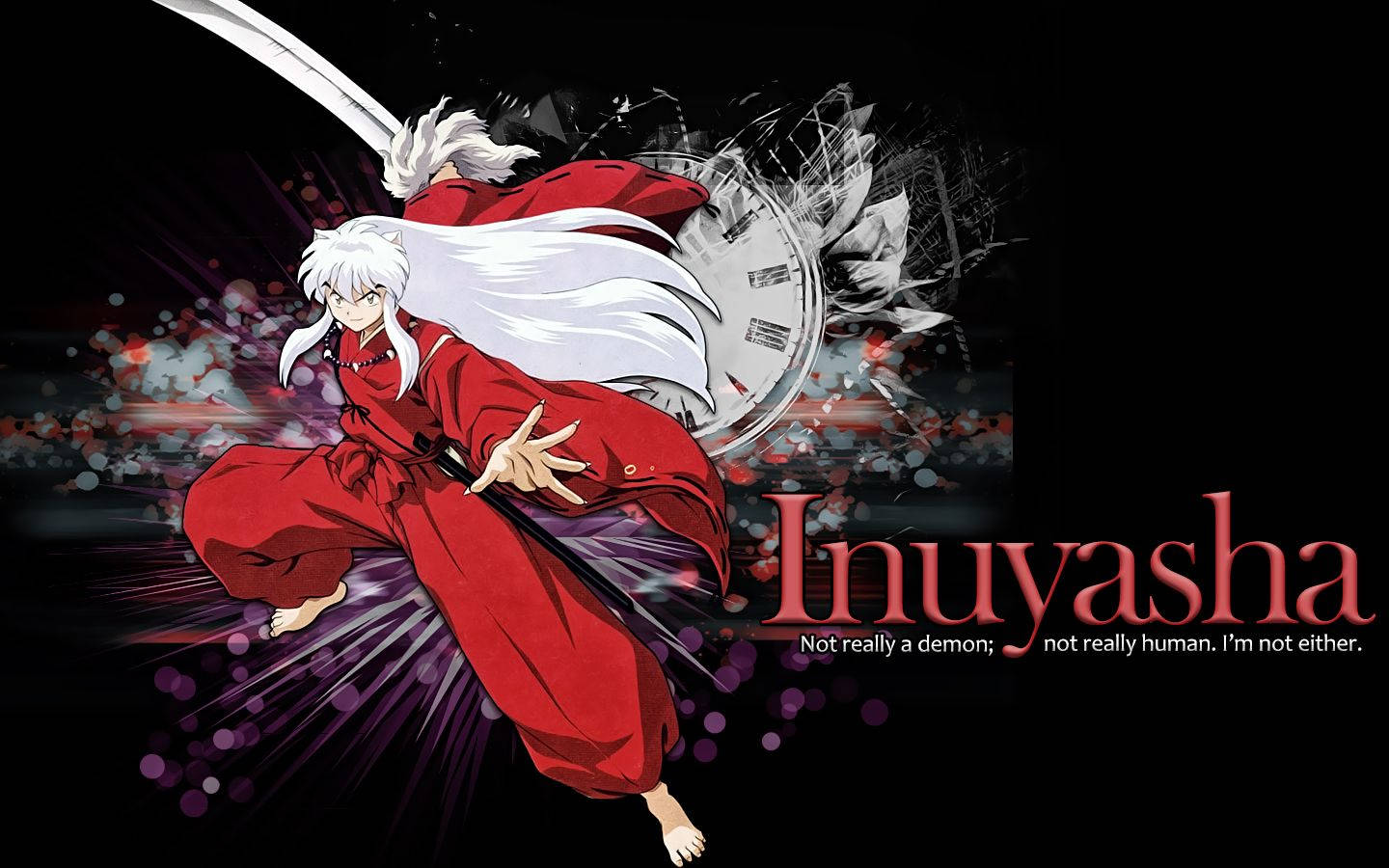 Inuyasha, red kimono, dark background, HD Desktop Wallpaper