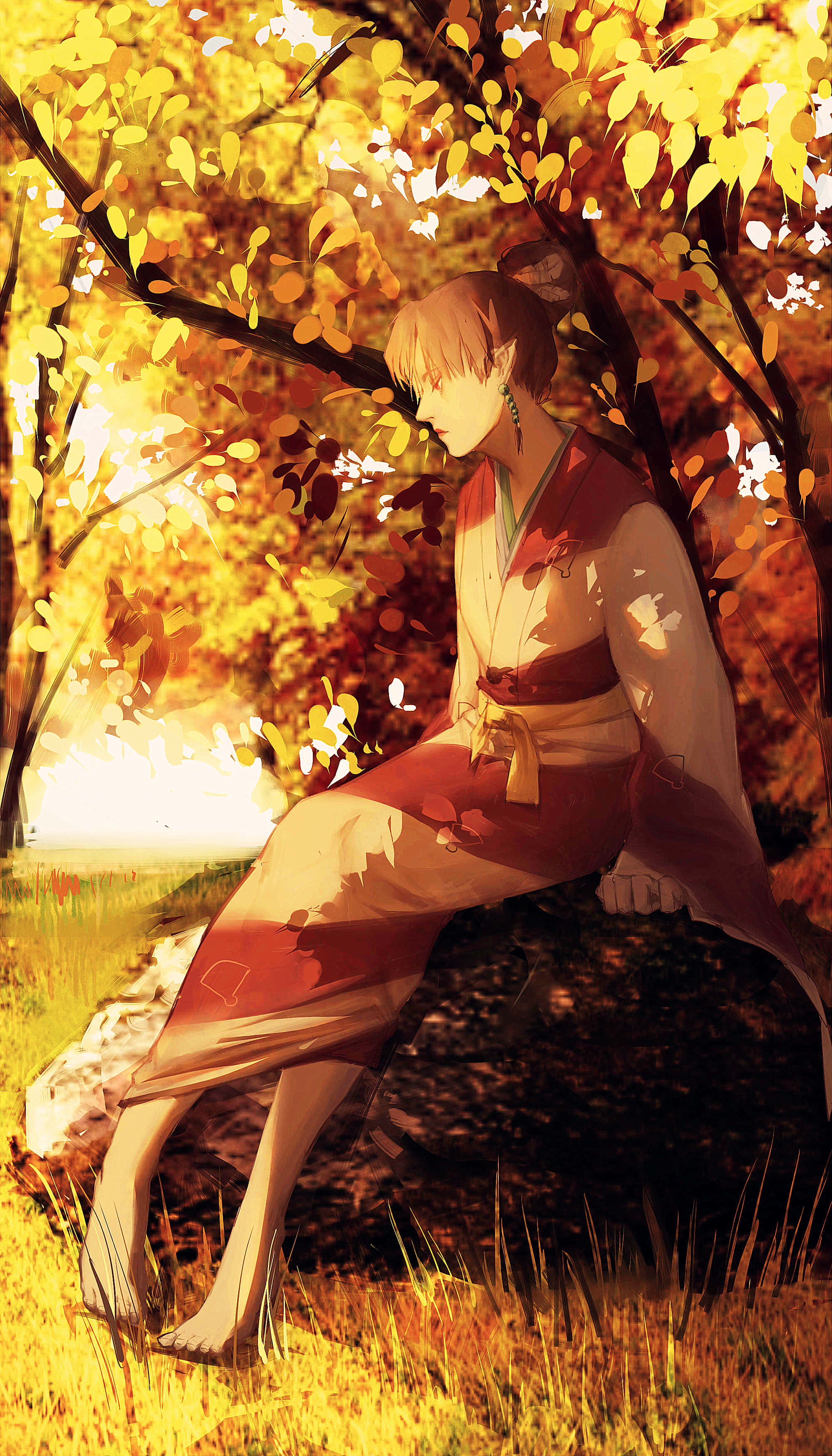 Inuyasha, Kagura, red robes, 2K Phone Wallpaper