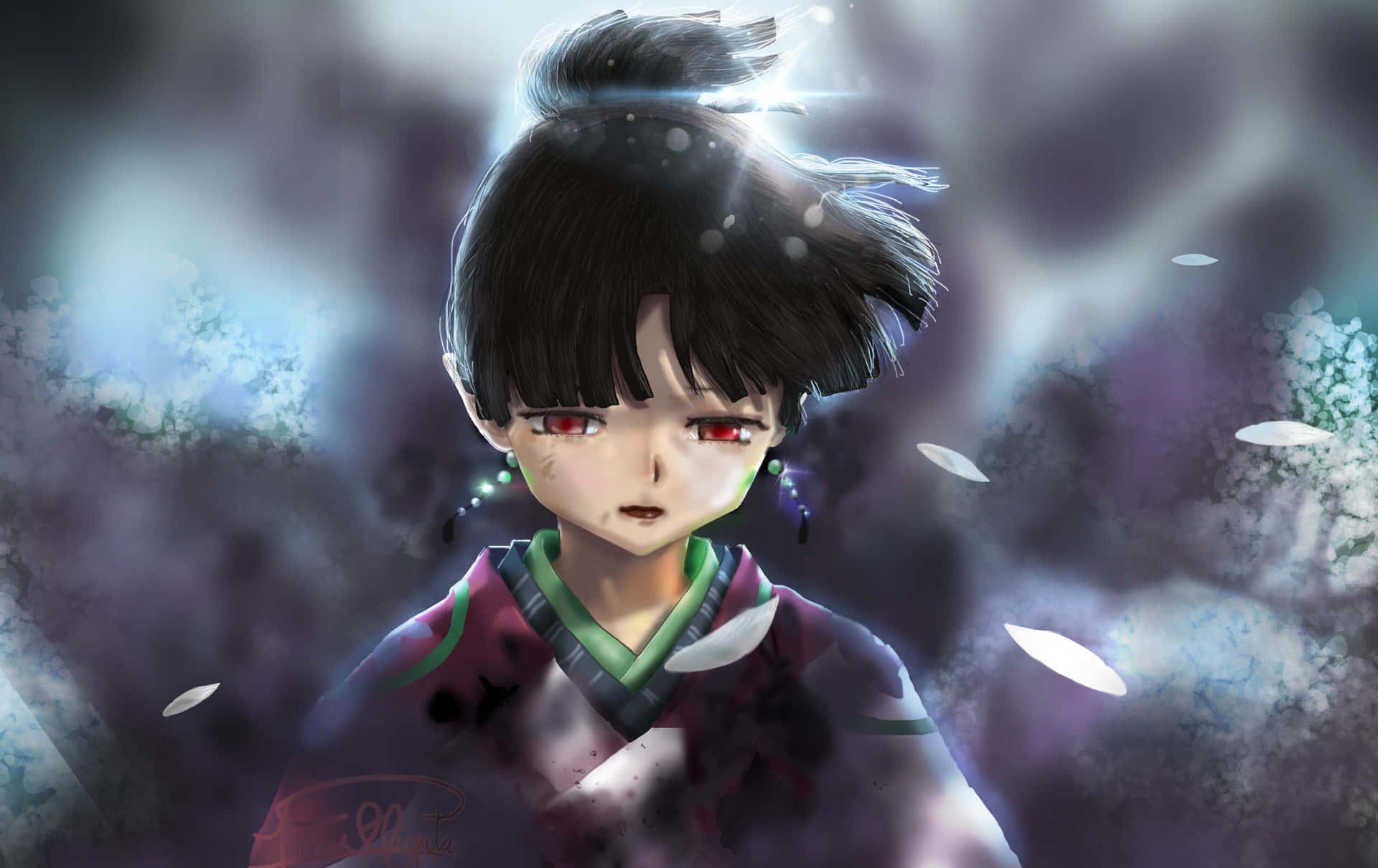 Kagura, Inuyasha, red eyes, Full HD Desktop Wallpaper