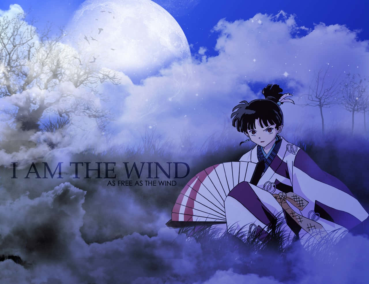 Kagura, Inuyasha, purple and white kimono, HD Desktop Wallpaper